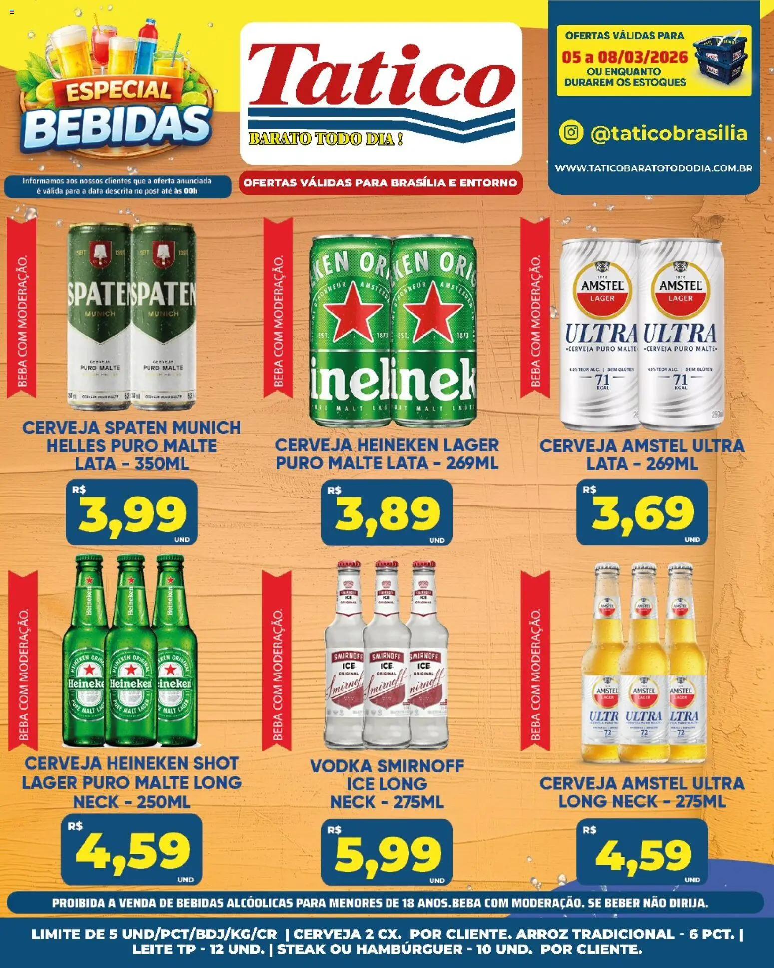 Tatico Folheto - válido de 07.03.2026 | Página: 27 | Produtos: Leite, Cerveja, Arroz, Hambúrguer