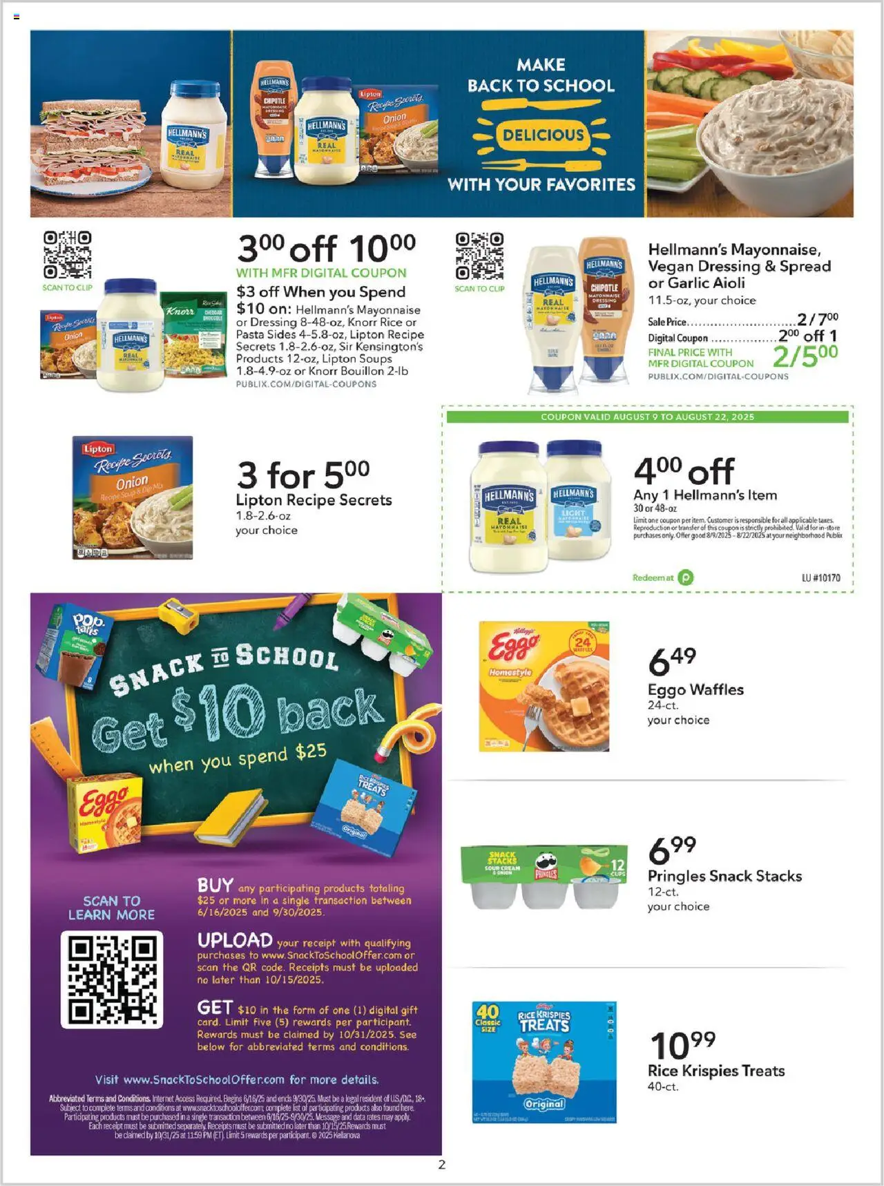 Publix Extra Savings - valid from 09.08.2025 | Page: 2 | Products: Sour cream, Pasta, Mayonnaise, Garlic