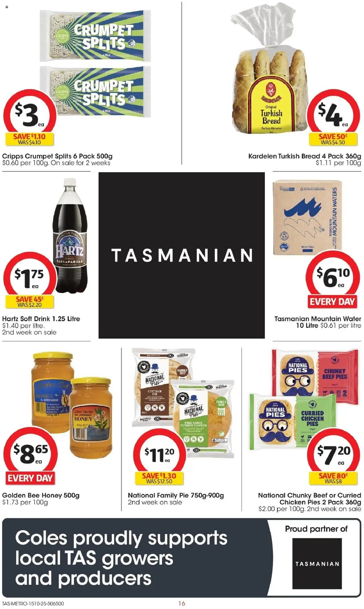 Coles catalogue - valid from 15.10.2025 | Page: 16 | Products: Bread, Honey, Chicken, Pies