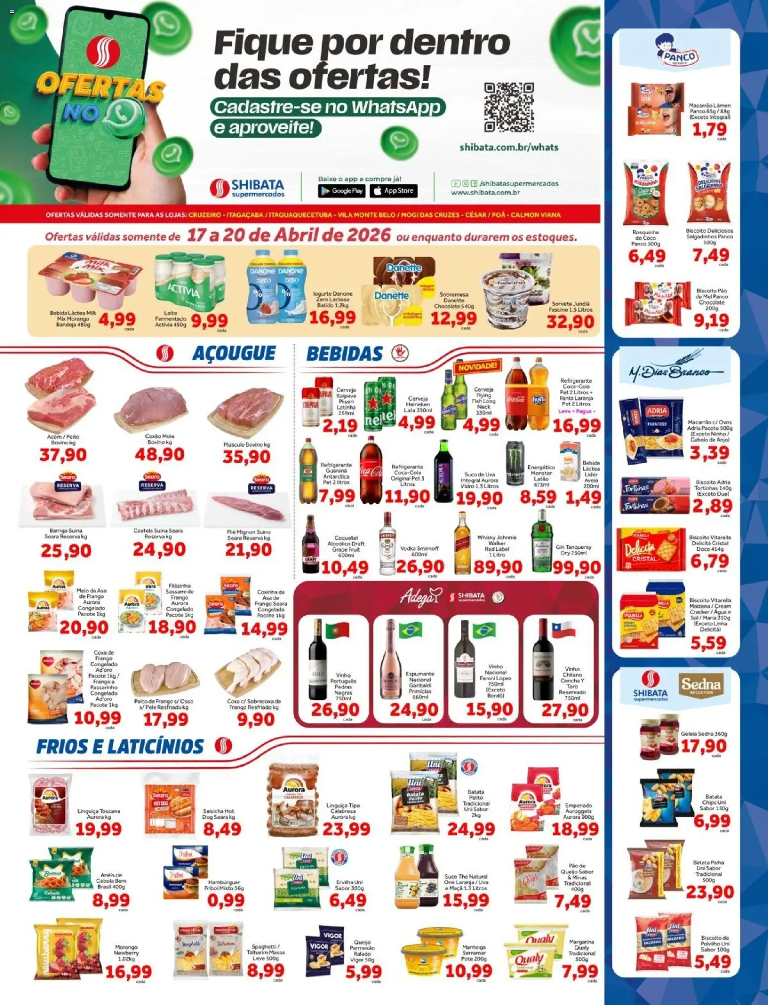 Shibata Folheto - válido de 17.04.2026 | Página: 1 | Produtos: Linguiça, Queijo, Suco, Margarina