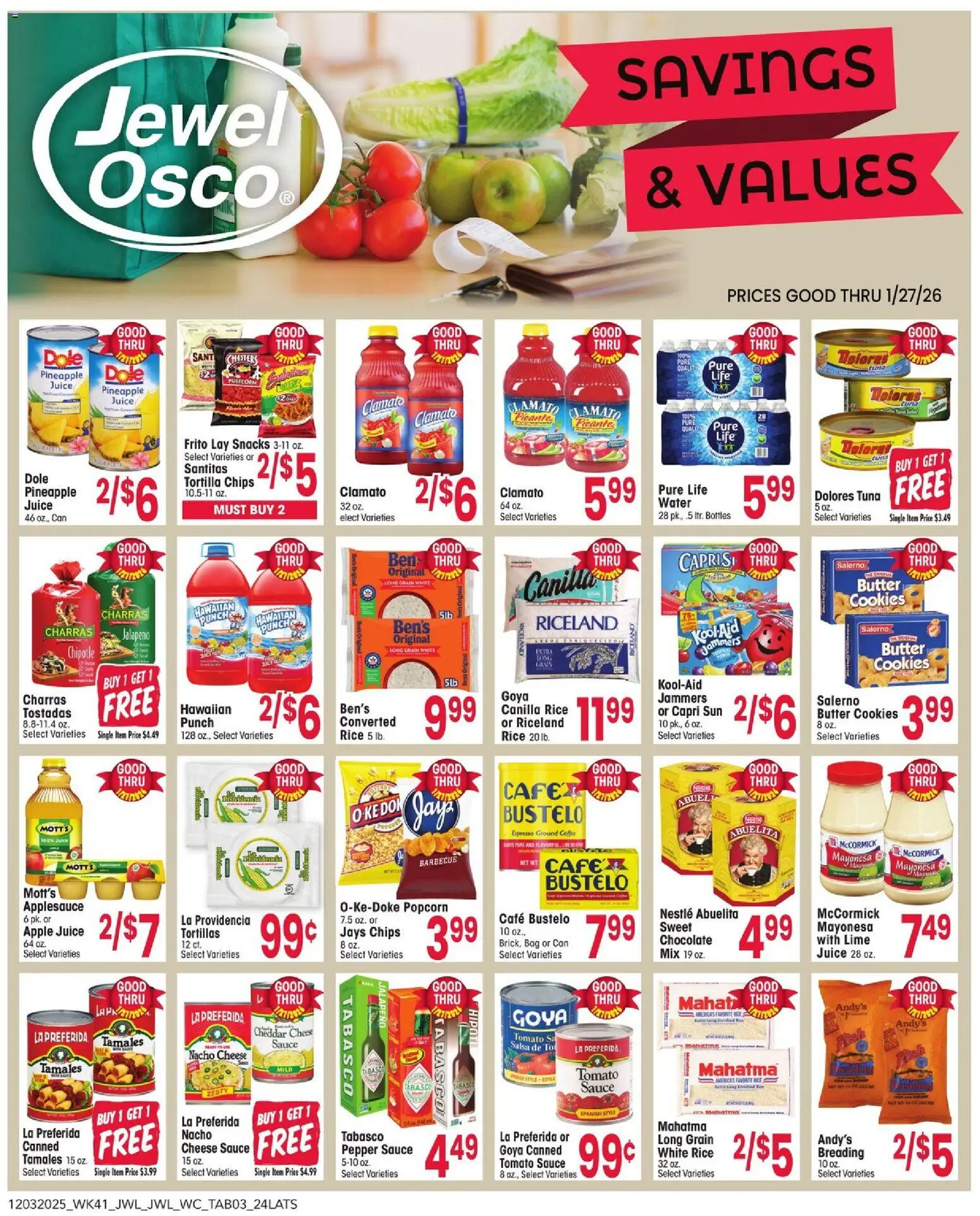 Jewel Osco Savings & Values Ad - valid from 03.12.2025 | Page: 3 | Products: Butter, Cookies, Water, Pepper