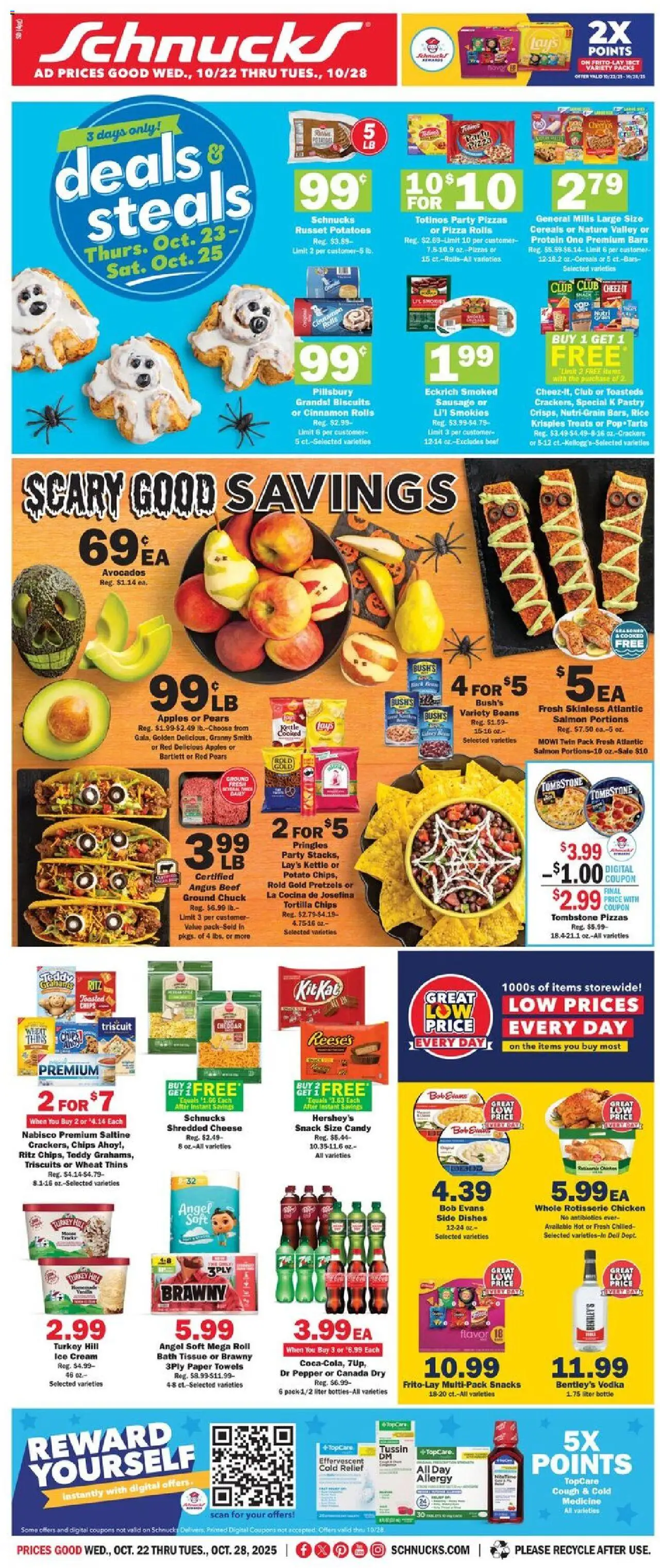 Schnucks Weekly Ad - valid from 22.10.2025 | Page: 1 | Products: Apples, Rice, Cereals, Ice cream