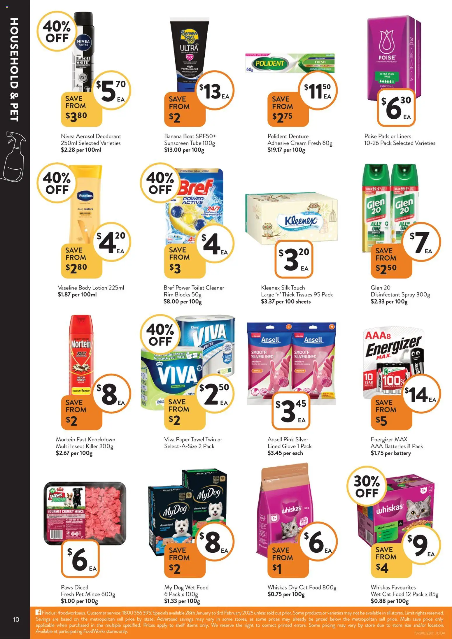 Foodworks catalogue - valid from 28.01.2026 | Page: 10 | Products: Toilet, Battery, Cleaner, Lotion