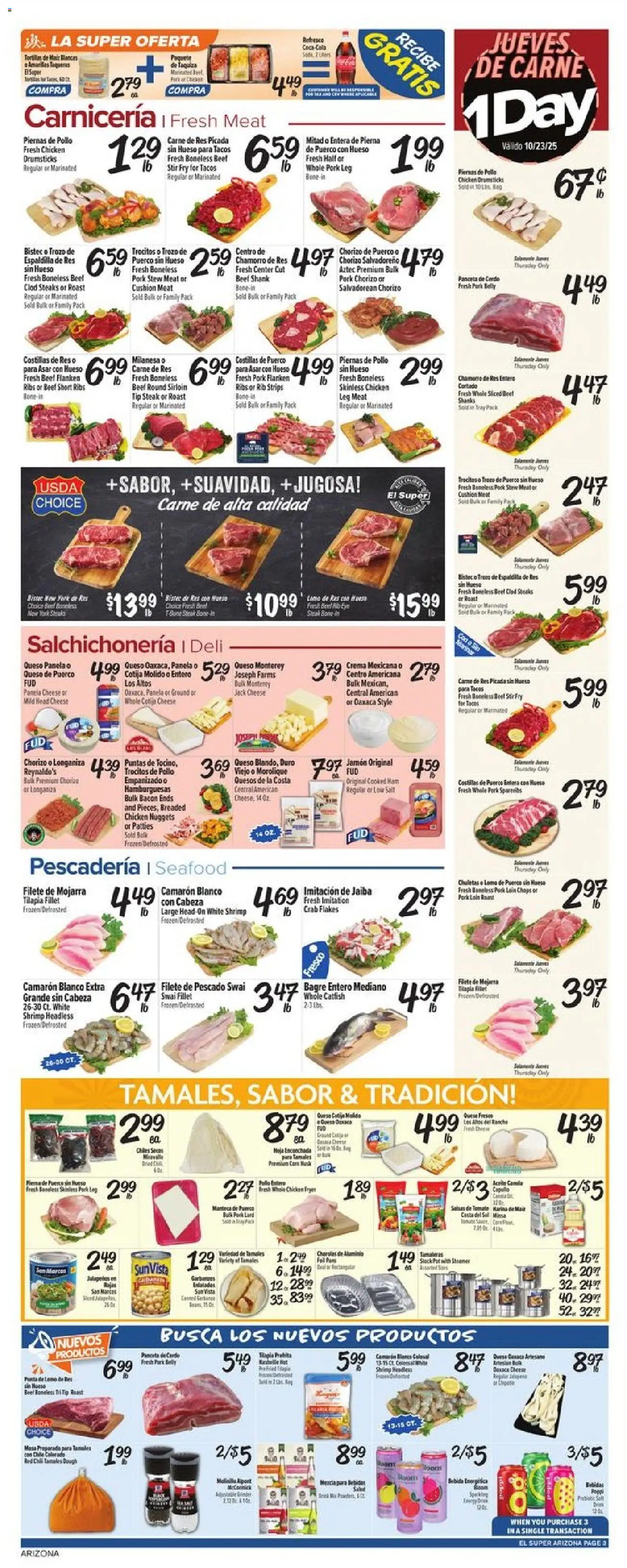 El Super Weekly Ad - AK - valid from 22.10.2025 | Page: 3 | Products: Pork, Flakes, Cushion, Seafood
