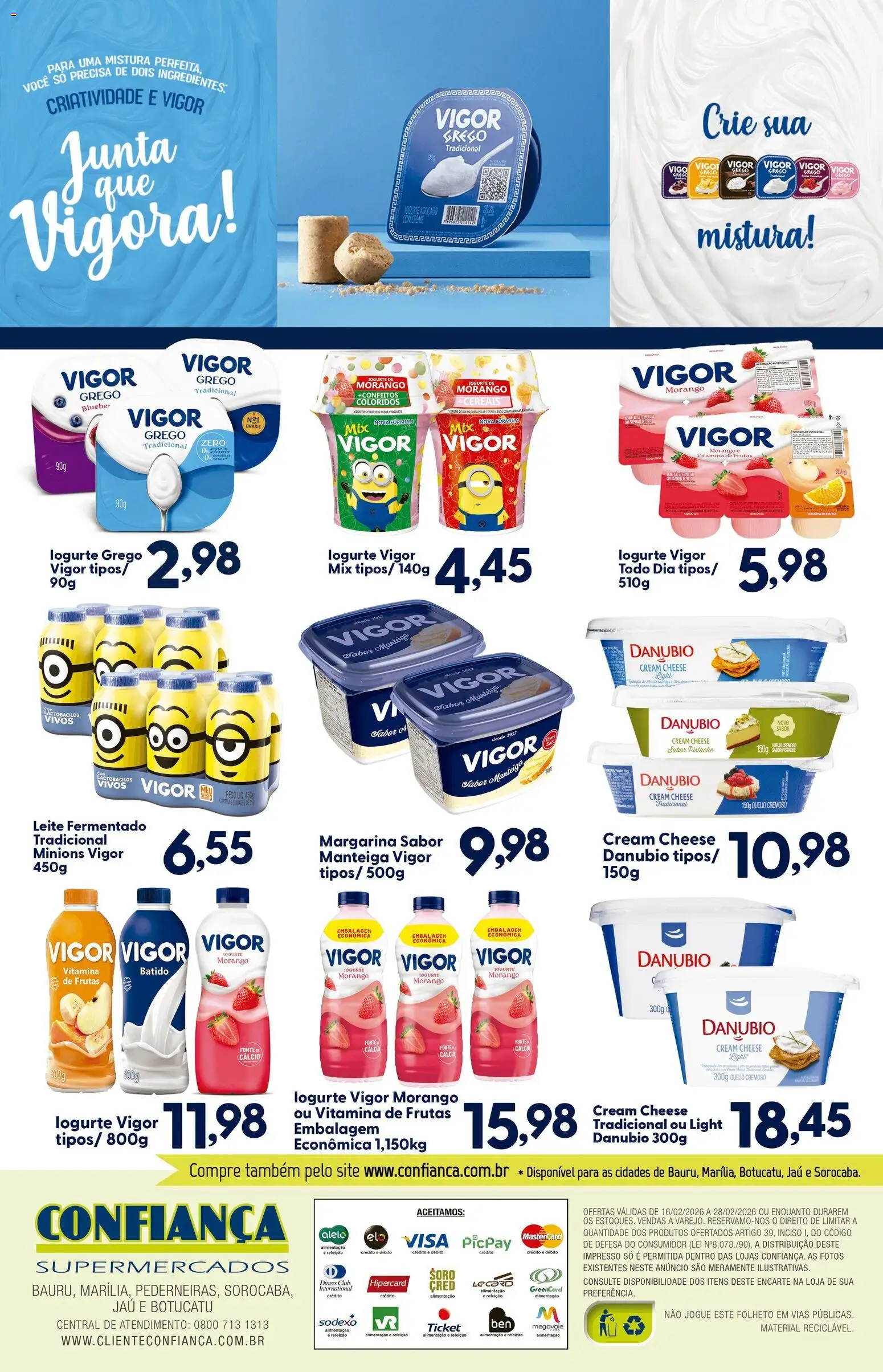 Confiança Folheto - válido de 16.02.2026 | Página: 2 | Produtos: Pistache, Leite, Cereais, Leite fermentado