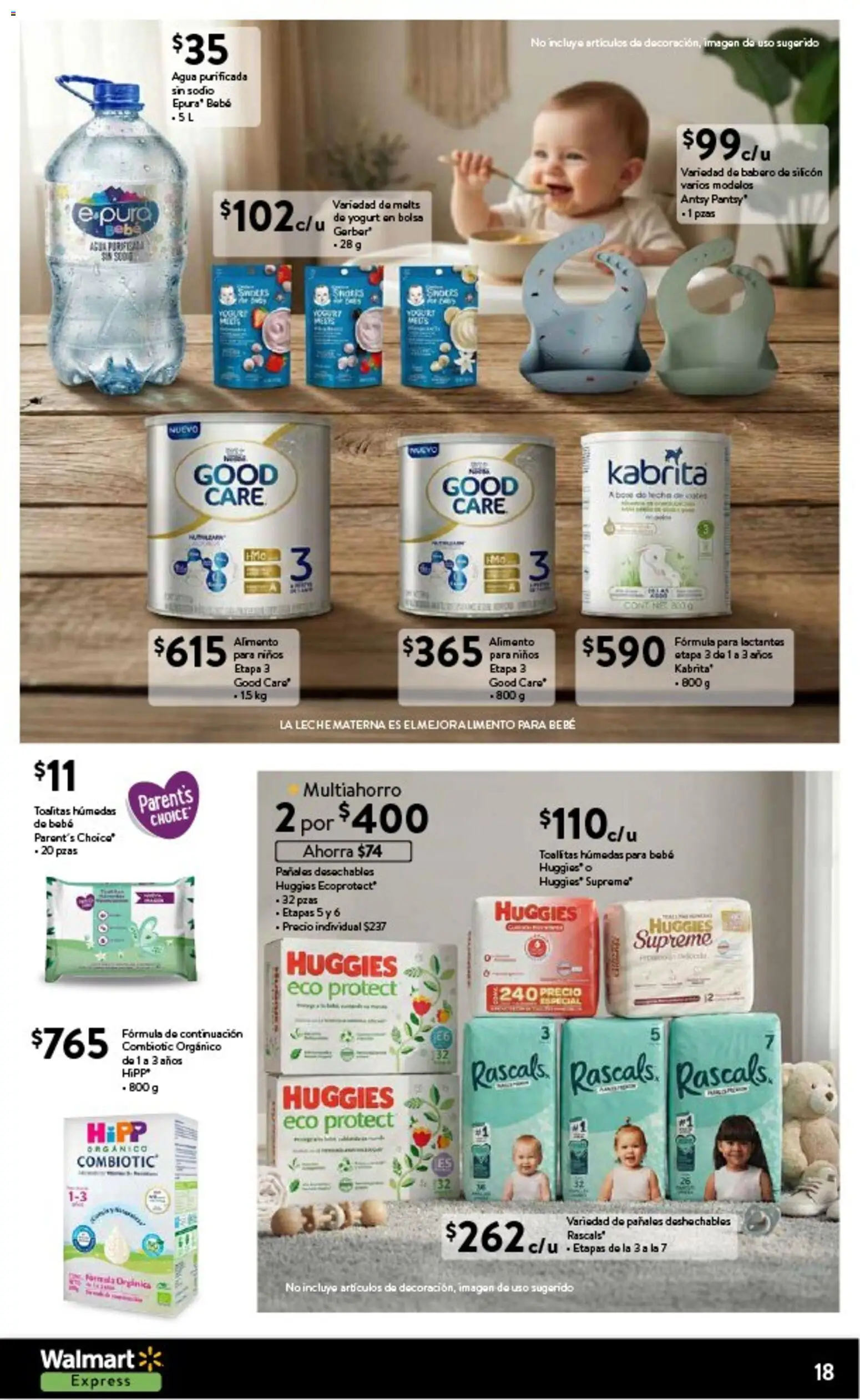 Nuevas ofertas de Walmart Express válidas en toda la República Mexicana desde el 12.02.2026. ¡Encuentra las mejores ofertas en Walmart Express folleto La frescura de temporada a precios bajos! | Página: 18 | Productos: Bolsa, Agua, Toallitas húmedas, Leche