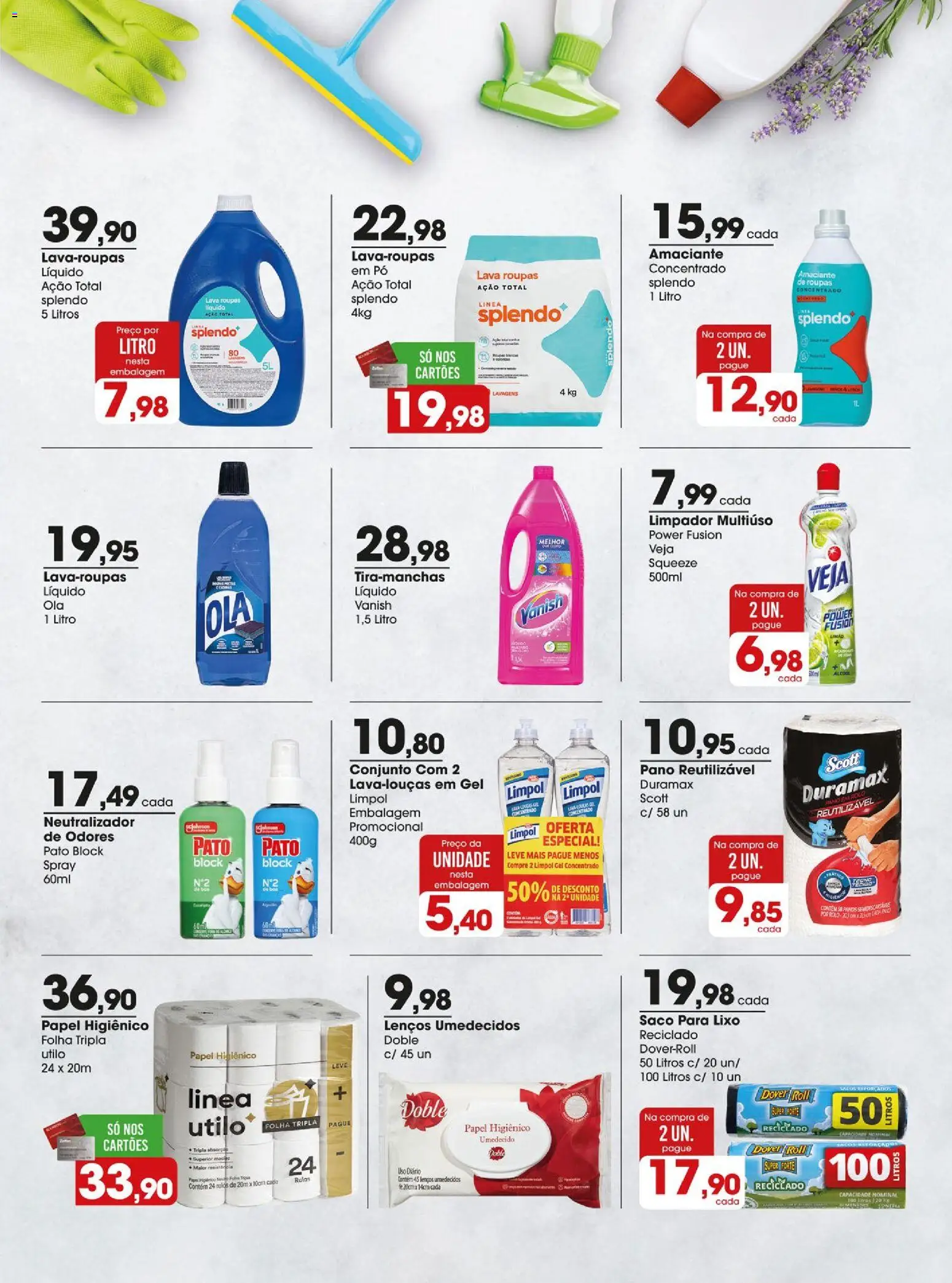 Zaffari Folheto - válido de 07.04.2026 | Página: 13 | Produtos: Saco para lixo, Pó, Roupas, Amaciante