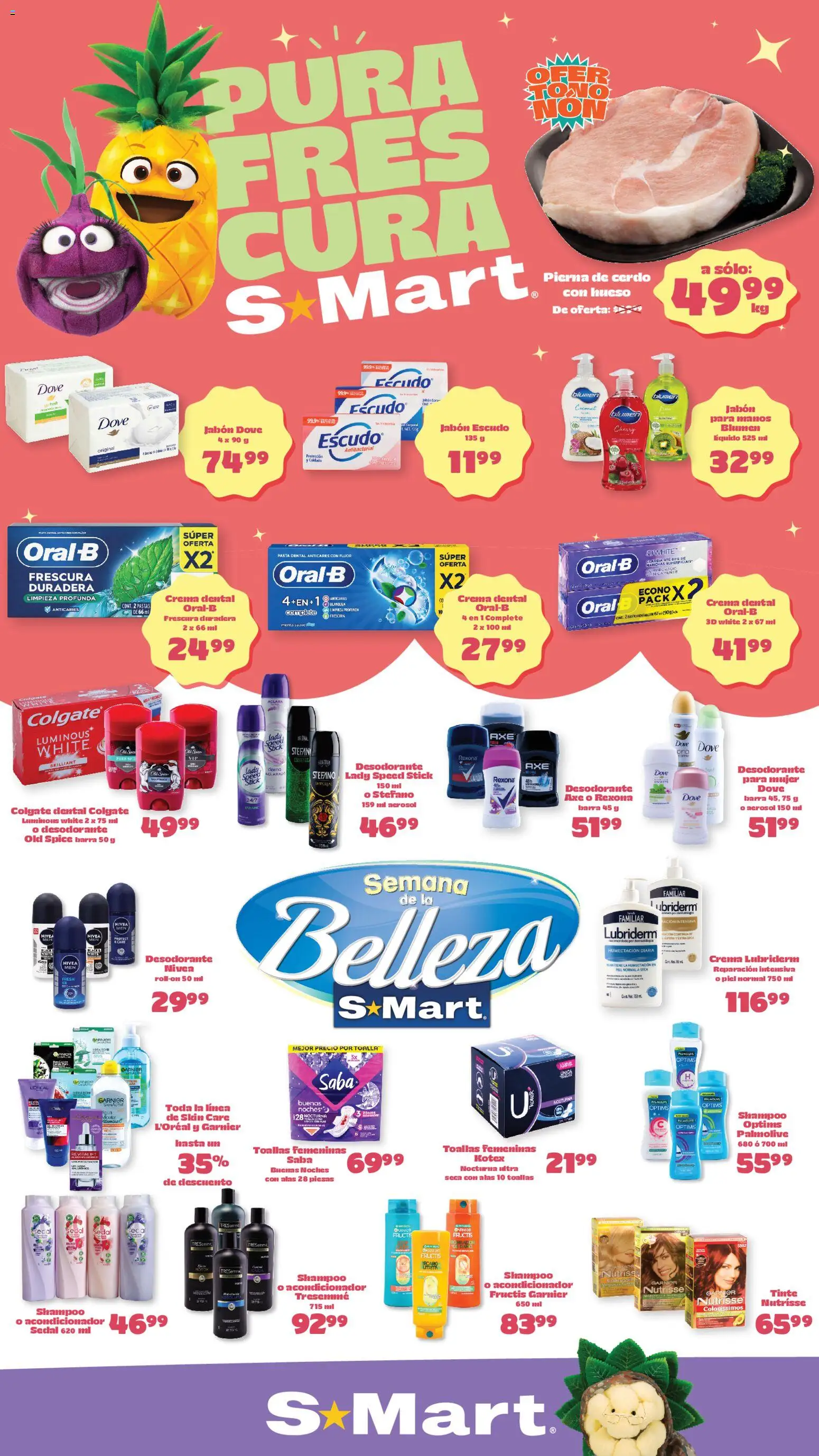 Nuevas ofertas de S-Mart válidas en toda la República Mexicana desde el 24.04.2026. ¡Encuentra las mejores ofertas en S-Mart folleto Ofertas de feria Reynosa! | Página: 1 | Productos: Pasta dental, Cerdo, Toallas, Jabón