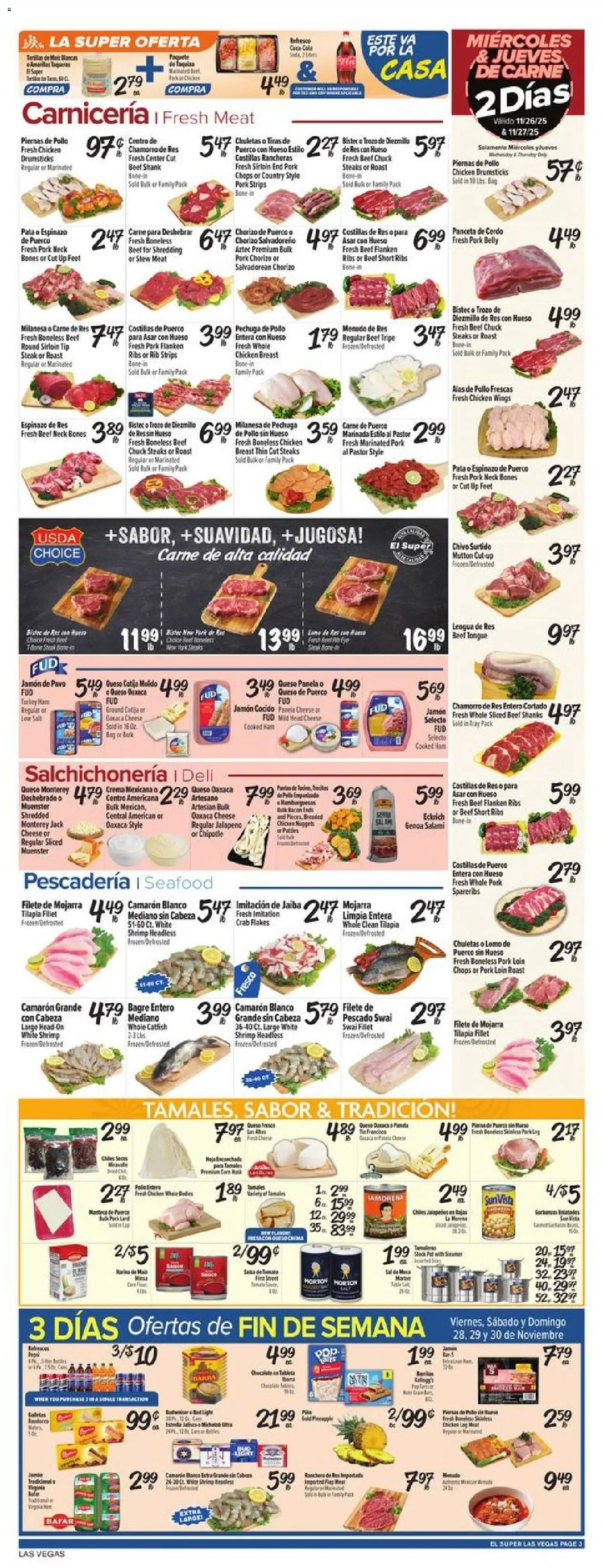 El Super Weekly Ad - NV - valid from 26.11.2025 | Page: 3 | Products: Cheese, Chocolate, Beer, Bag