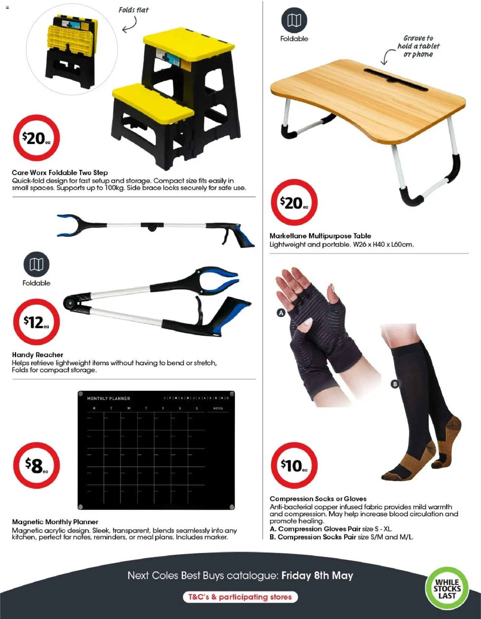 Coles catalogue - valid from 24.04.2026 | Page: 8 | Products: Table, Socks, Phone, Tablet