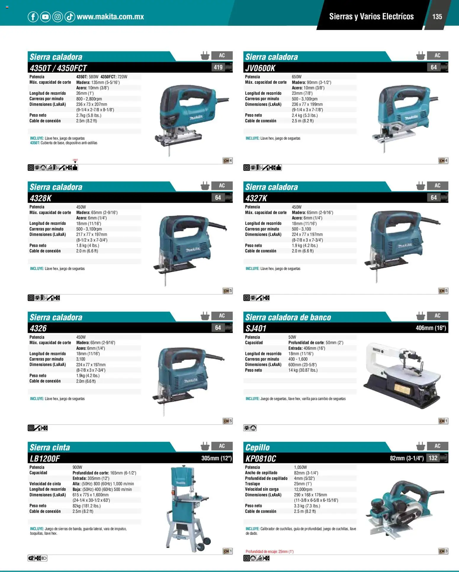 Nuevas ofertas de Makita válidas en toda la República Mexicana desde el 01.01.2024. ¡Encuentra las mejores ofertas en Makita catálogo General! | Página: 135 | Productos: Cable, Sierra, Cinta, Banco