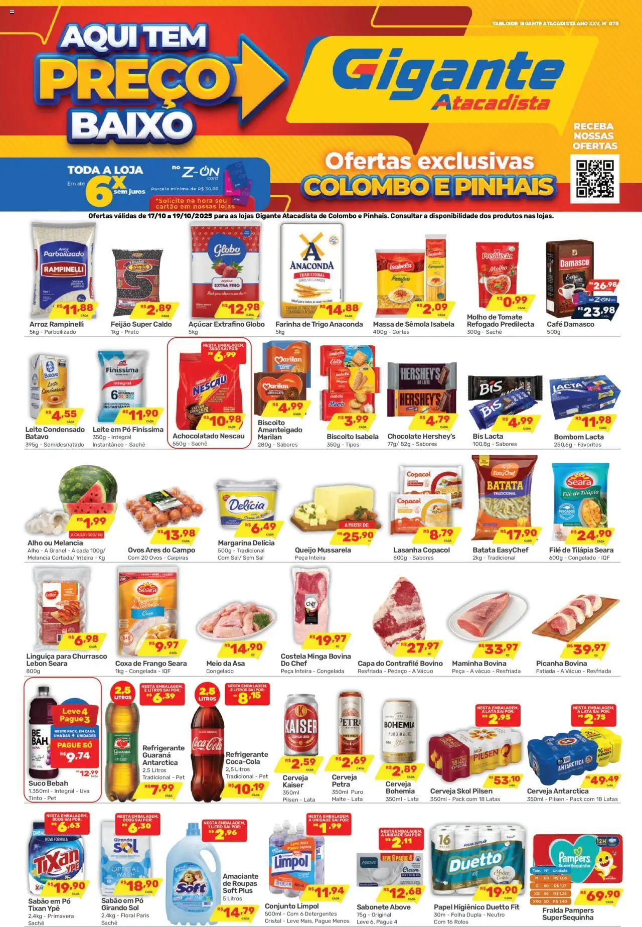 Gigante Atacadista Folheto - válido de 17.10.2025 | Página: 1 | Produtos: Fralda pampers, Feijão, Suco, Leite condensado