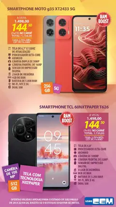 Lojas Cem - Ofertas atuais - Pré-Visualização do folheto da loja Lojas Cem, válido de 20.04.2026 | Página: 8 | Produtos: Memória ram, Tela, Carne, Smartphone