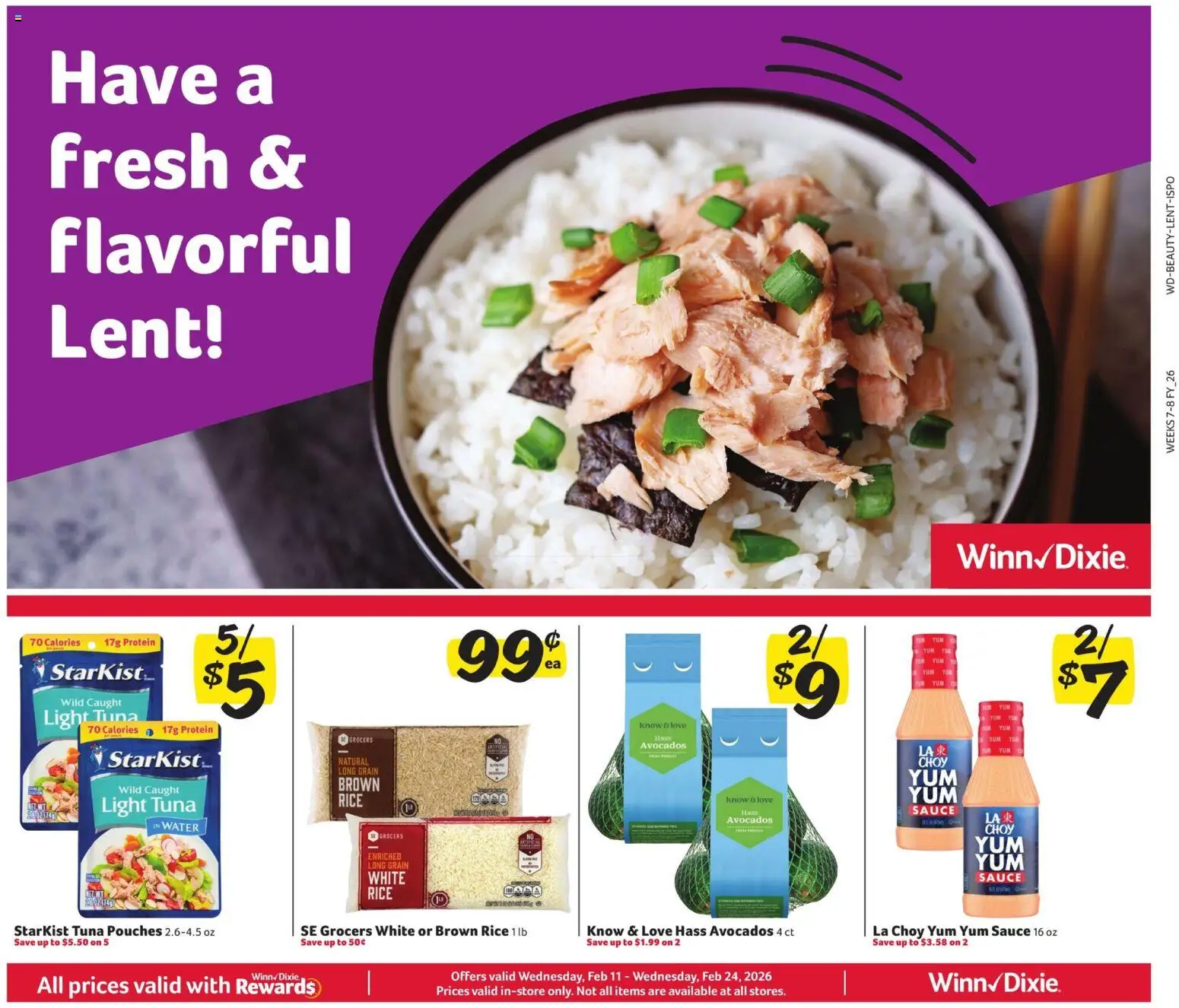 Winn Dixie In-Store Flyer - valid from 11.02.2026 | Page: 8 | Products: Rice, Water, Sauce