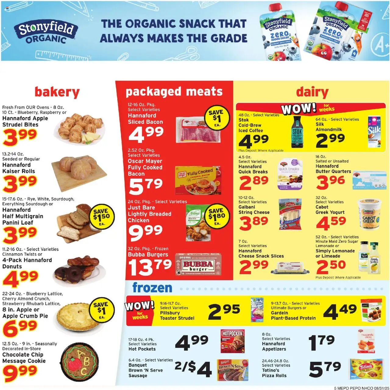 Hannaford Weekly Ad - valid from 31.08.2025 | Page: 5 | Products: Bakery, Cheese, Yogurt, Sausage