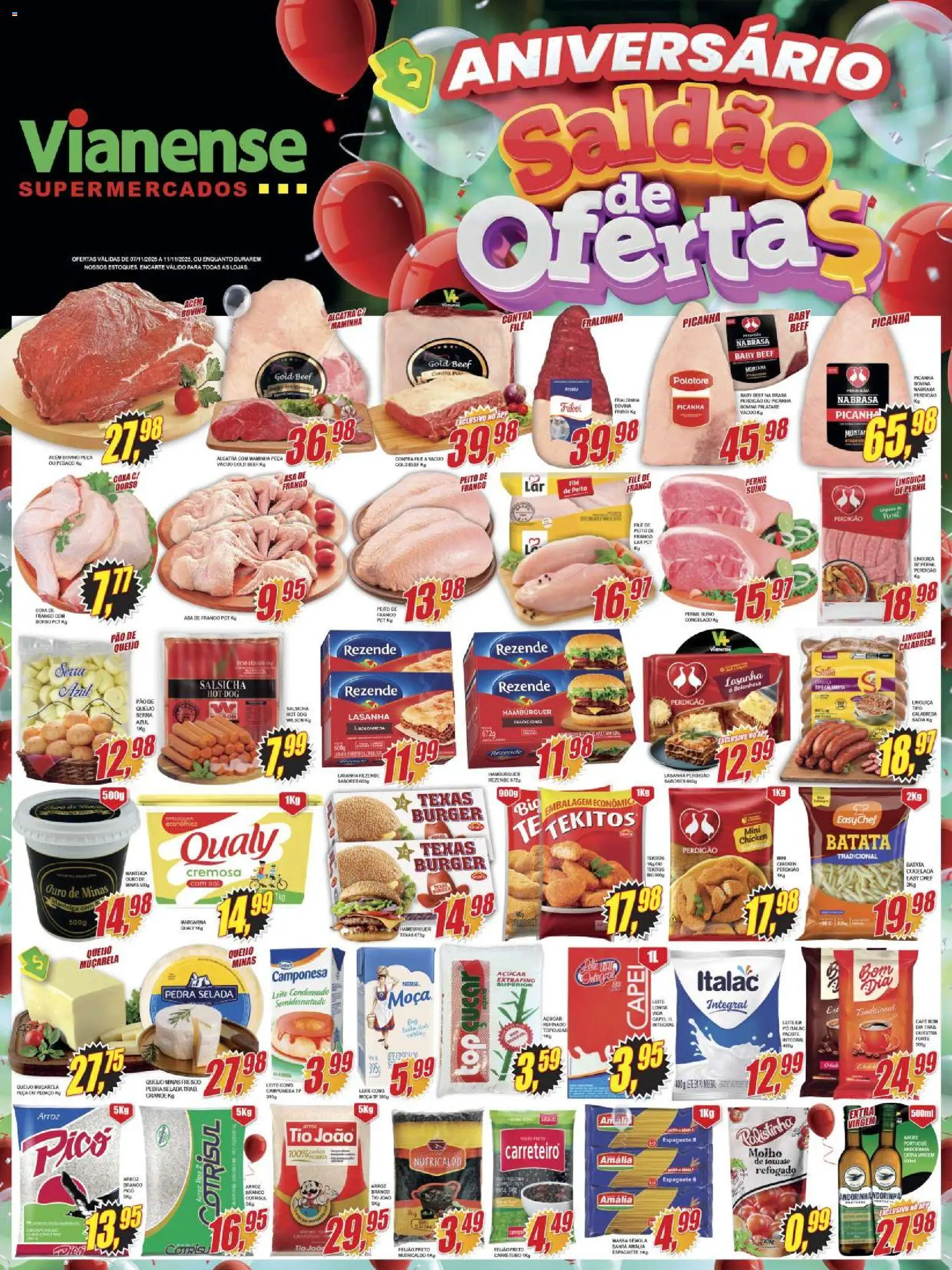 Vianense Folheto - válido de 07.11.2025 | Página: 1 | Produtos: Leite, Queijo, Açúcar, Frango