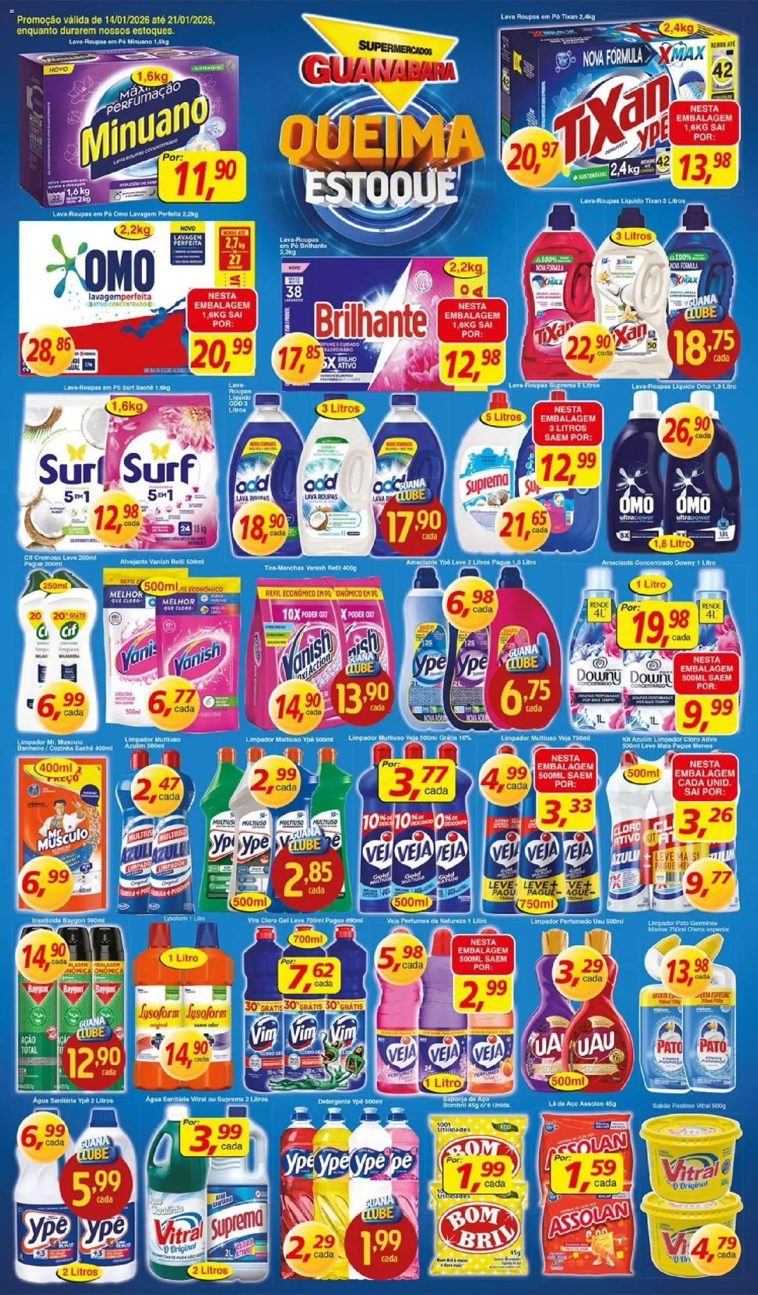 Supermercados Guanabara Folheto - válido de 14.01.2026 | Página: 11 | Produtos: Limpador multiuso, Sabão, Detergente, Roupas