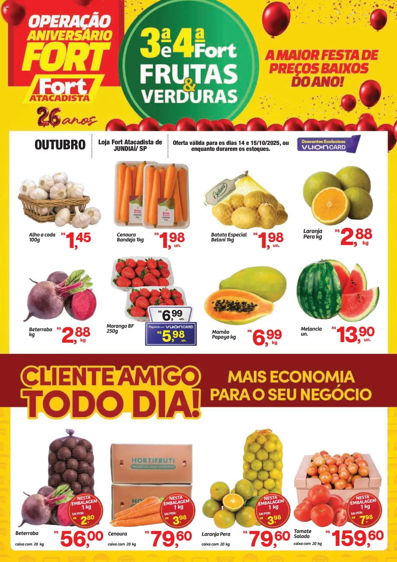 Fort Atacadista Folheto - válido de 14.10.2025 | Página: 1 | Produtos: Melancia, Alho, Salada, Bandeja
