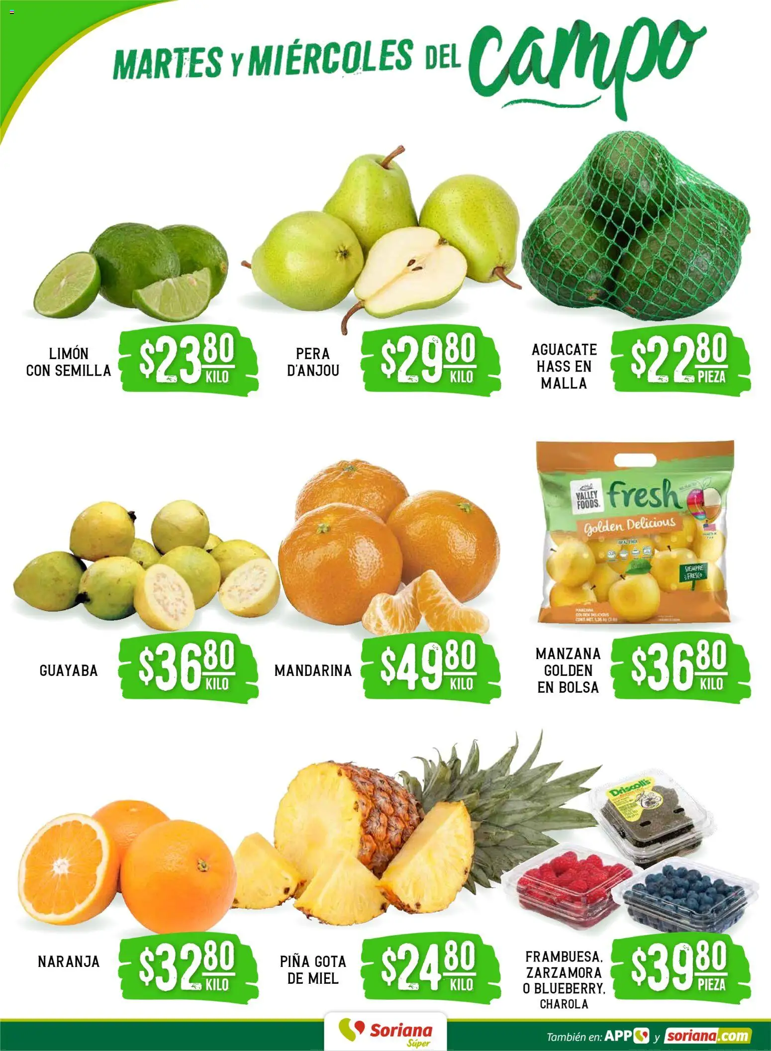 Nuevas ofertas de Soriana válidas en toda la República Mexicana desde el 20.01.2026. ¡Encuentra las mejores ofertas en Soriana - Martes y Miércoles del Campo Súper: Saltillo y Torreón! | Página: 2 | Productos: Bolsa, Manzana, Limón, Piña