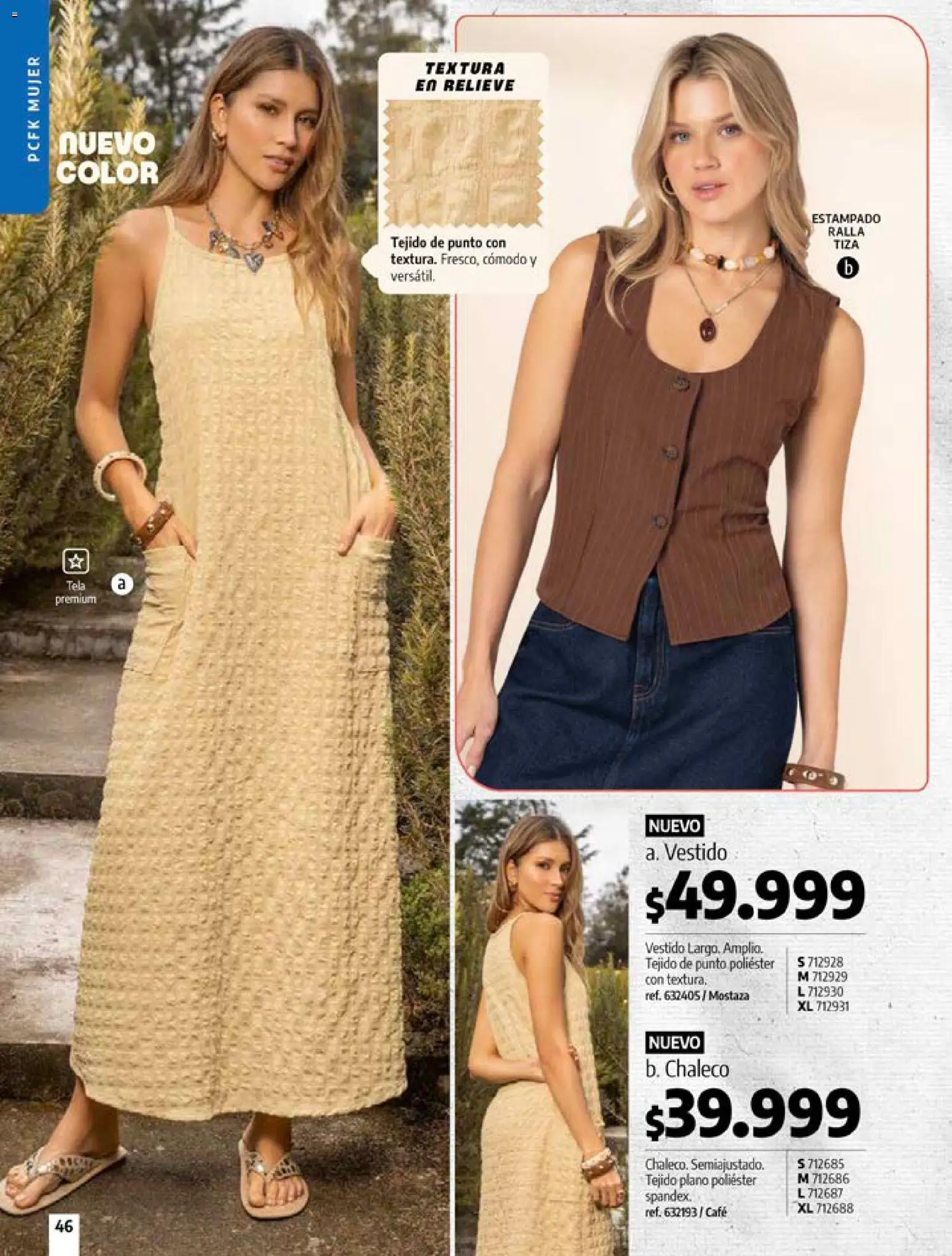 Pacifika revista - valida desde el 24.04.2026 | Página: 46 | Productos: Vestido, Mostaza, Chaleco, Café
