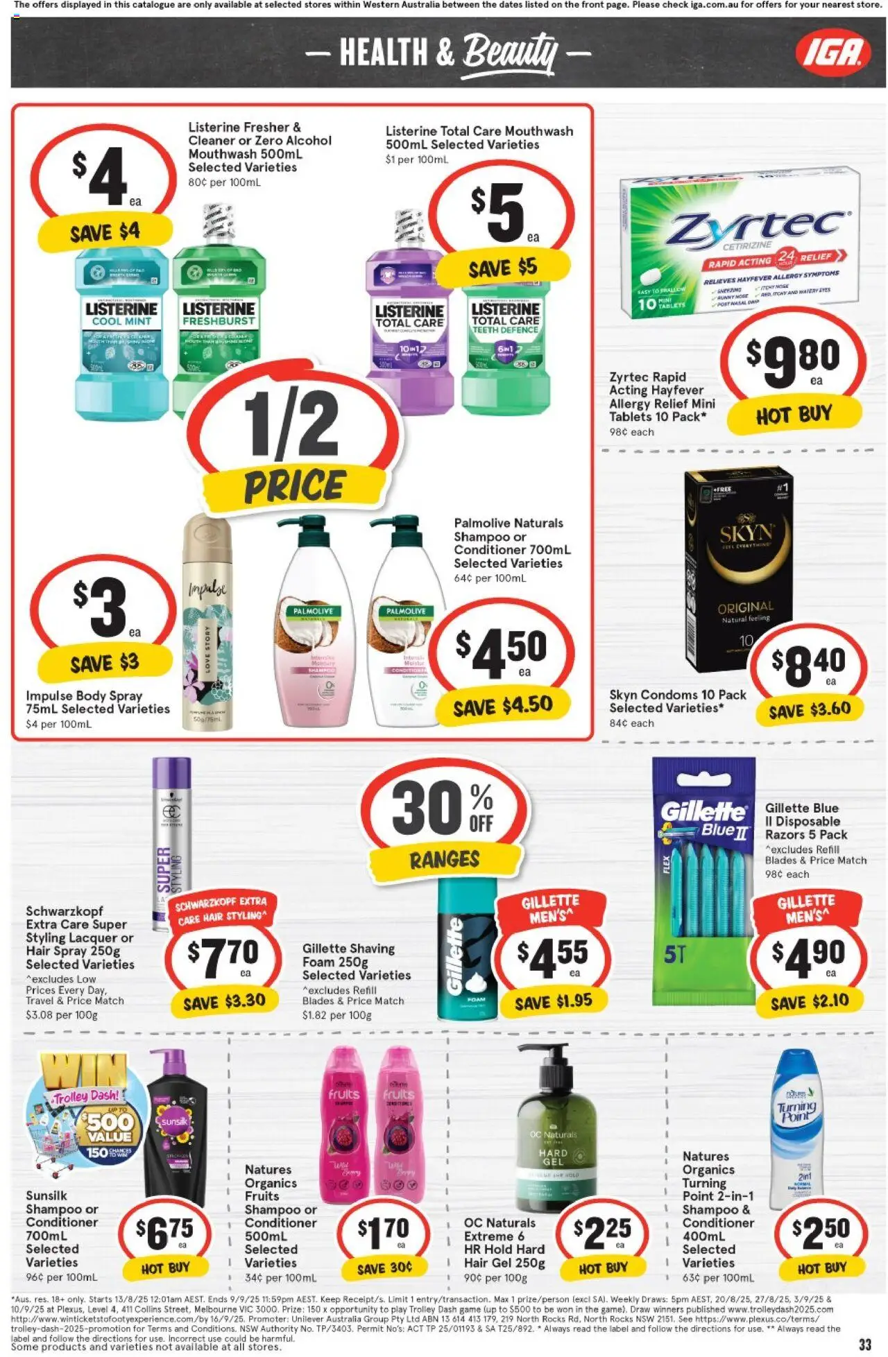 IGA catalogue - valid from 27.08.2025 | Page: 37 | Products: Hair spray, Mouthwash, Trolley, Game