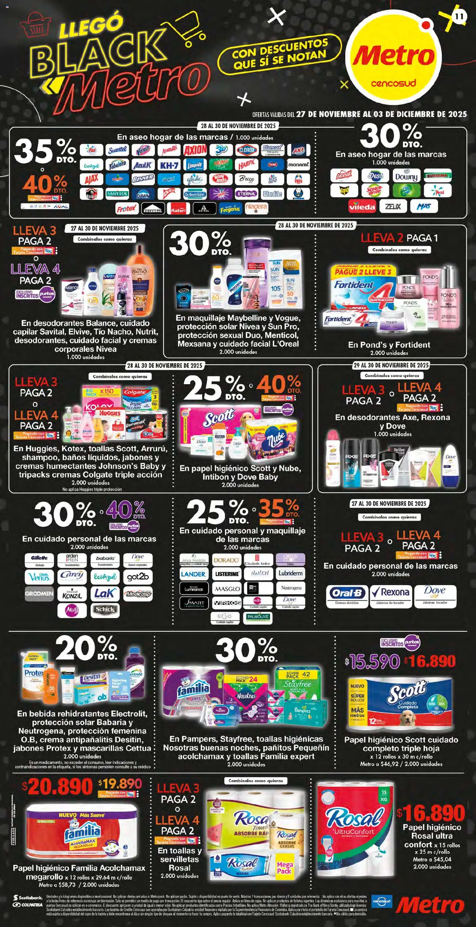 Metro revista - valida desde el 27.11.2025 | Página: 11 | Productos: Serum, Toallas, Maquillaje, Papel higiénico