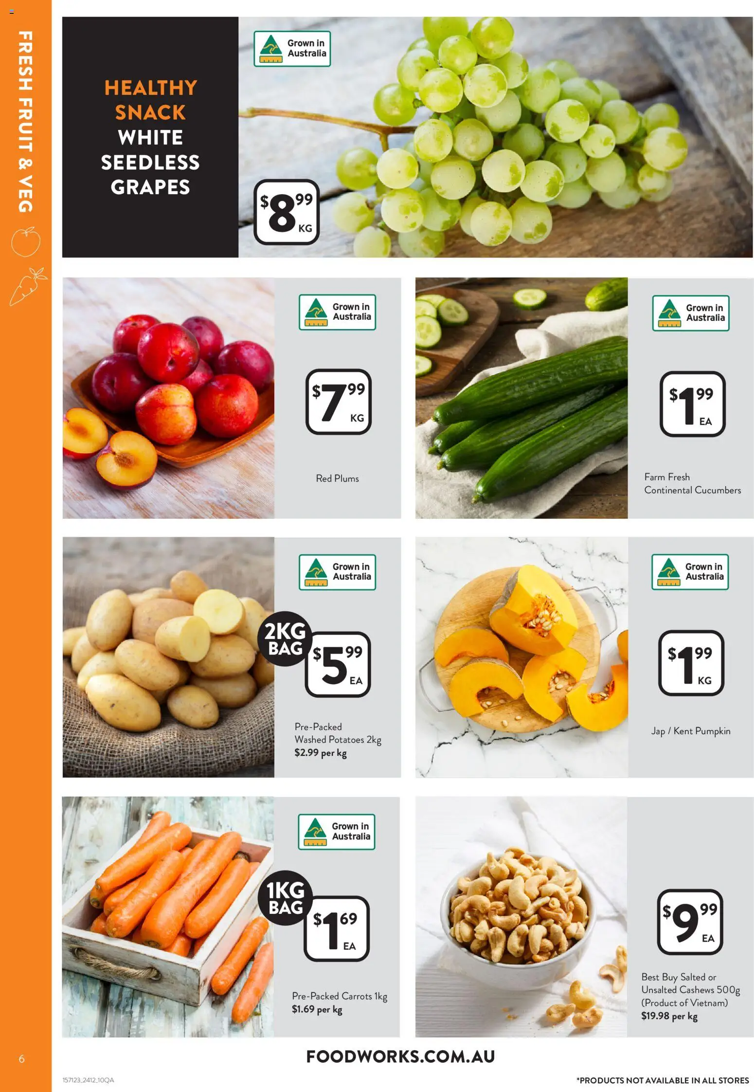 Foodworks catalogue - valid from 24.12.2025 | Page: 6 | Products: Cucumbers, Pumpkin, Grapes, Plums