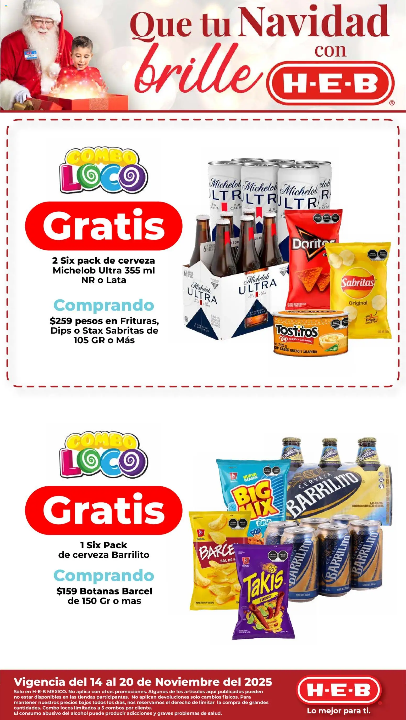 Nuevas ofertas de H-E-B válidas en toda la República Mexicana desde el 14.11.2025. ¡Encuentra las mejores ofertas en H-E-B folleto! | Página: 1 | Productos: Sal, Queso, Cerveza