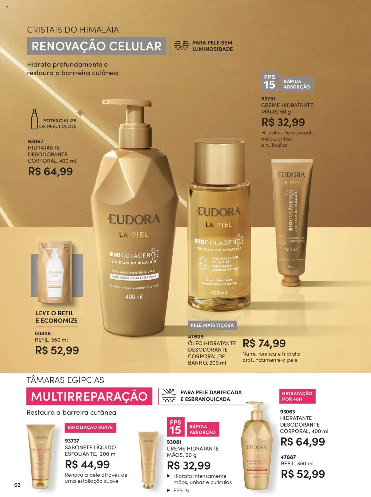 Eudora Folheto - válido de 07.10.2025 | Página: 62 | Produtos: Colágeno, Tâmaras, Celular, Óleo
