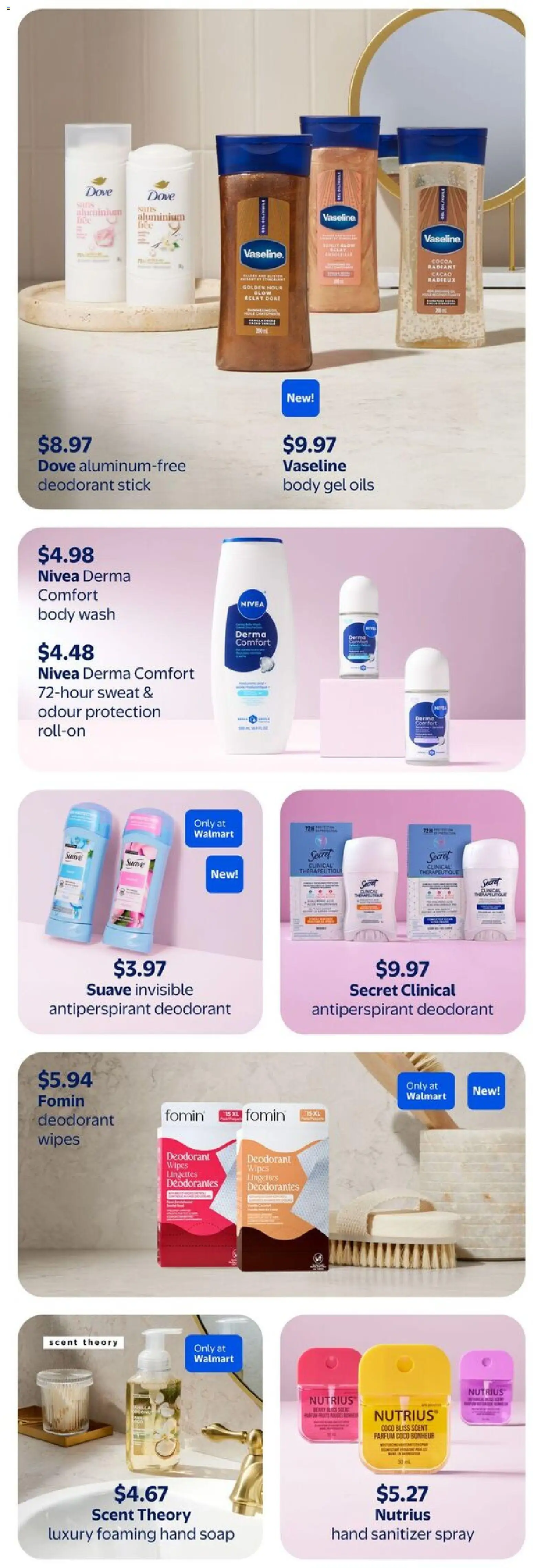 Walmart flyer valid from 02.04.2026 | Page: 12 | Products: Soap, Body wash, Deodorant, Antiperspirant