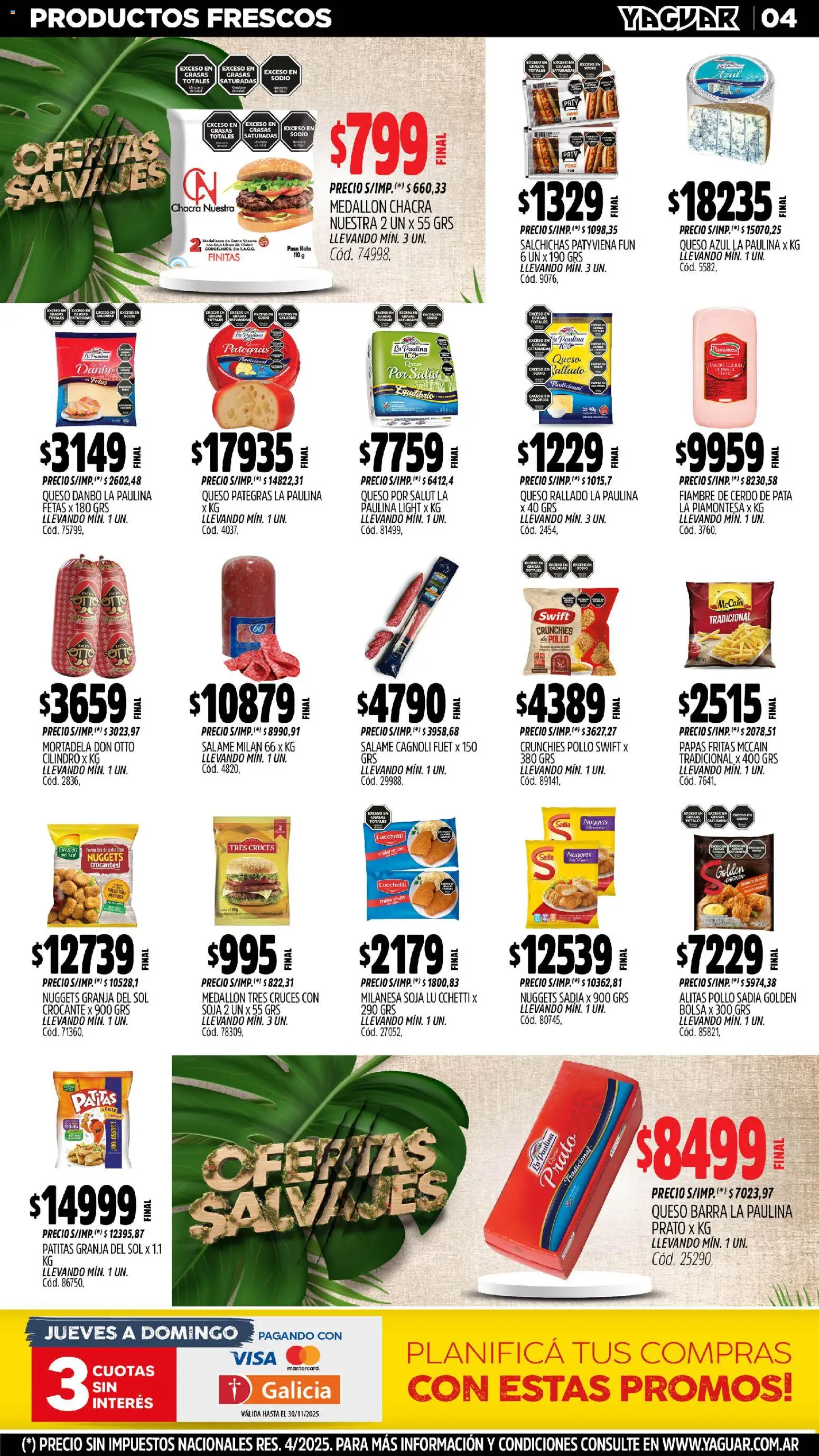 Yaguar - Mar del Plata │ válido desde el 10.11.2025 | Página: 4 | Productos: Bolsa, Pollo, Mortadela, Queso