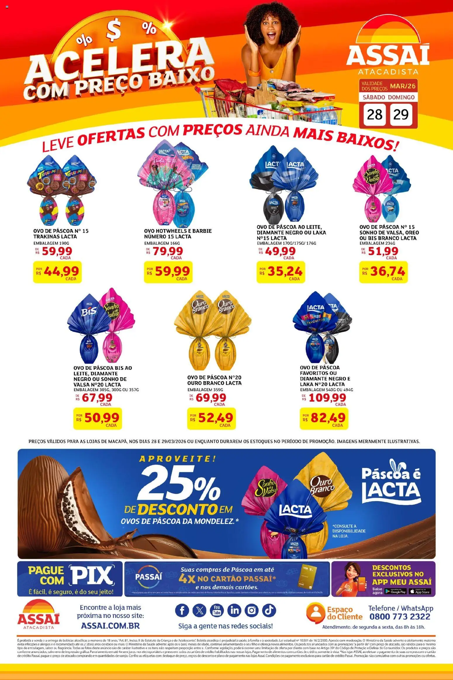 Assaí Atacadista Folheto - válido de 28.03.2026 | Página: 1 | Produtos: Ovo de páscoa, Ovos, Pneus, Baixo