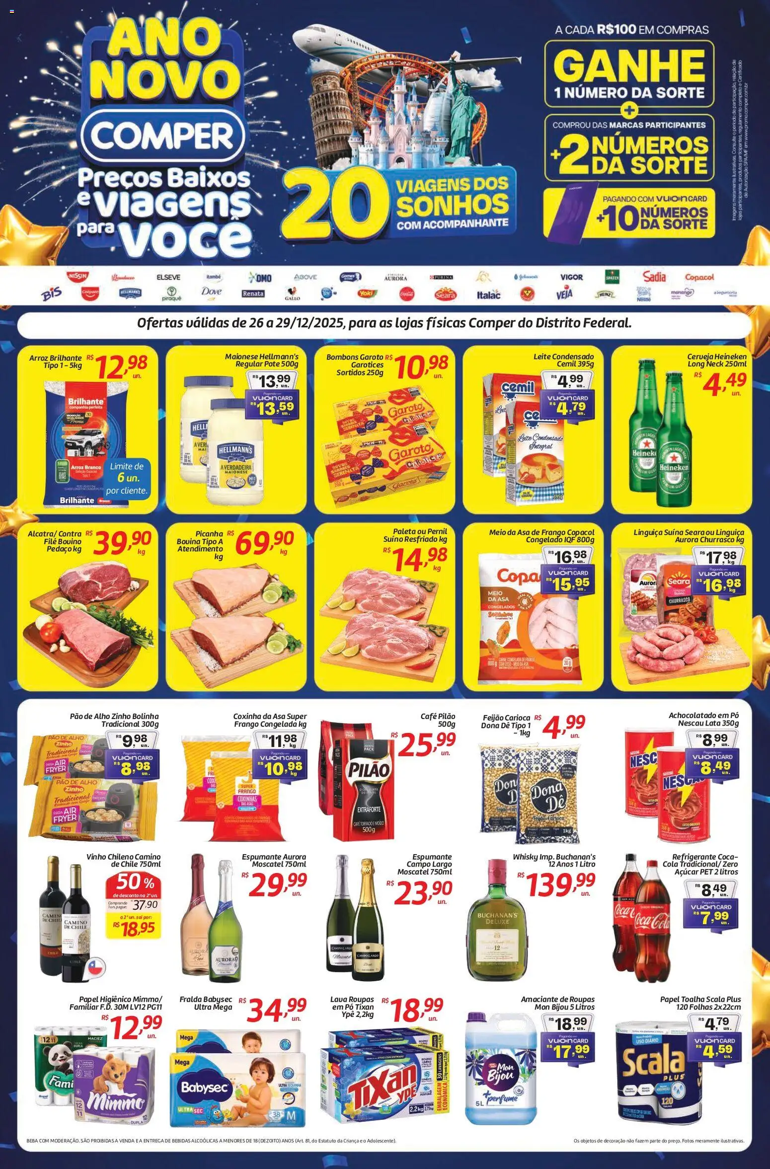 Comper Folheto - válido de 26.12.2025 | Página: 1 | Produtos: Arroz, Cerveja Heineken, Açúcar, Dove