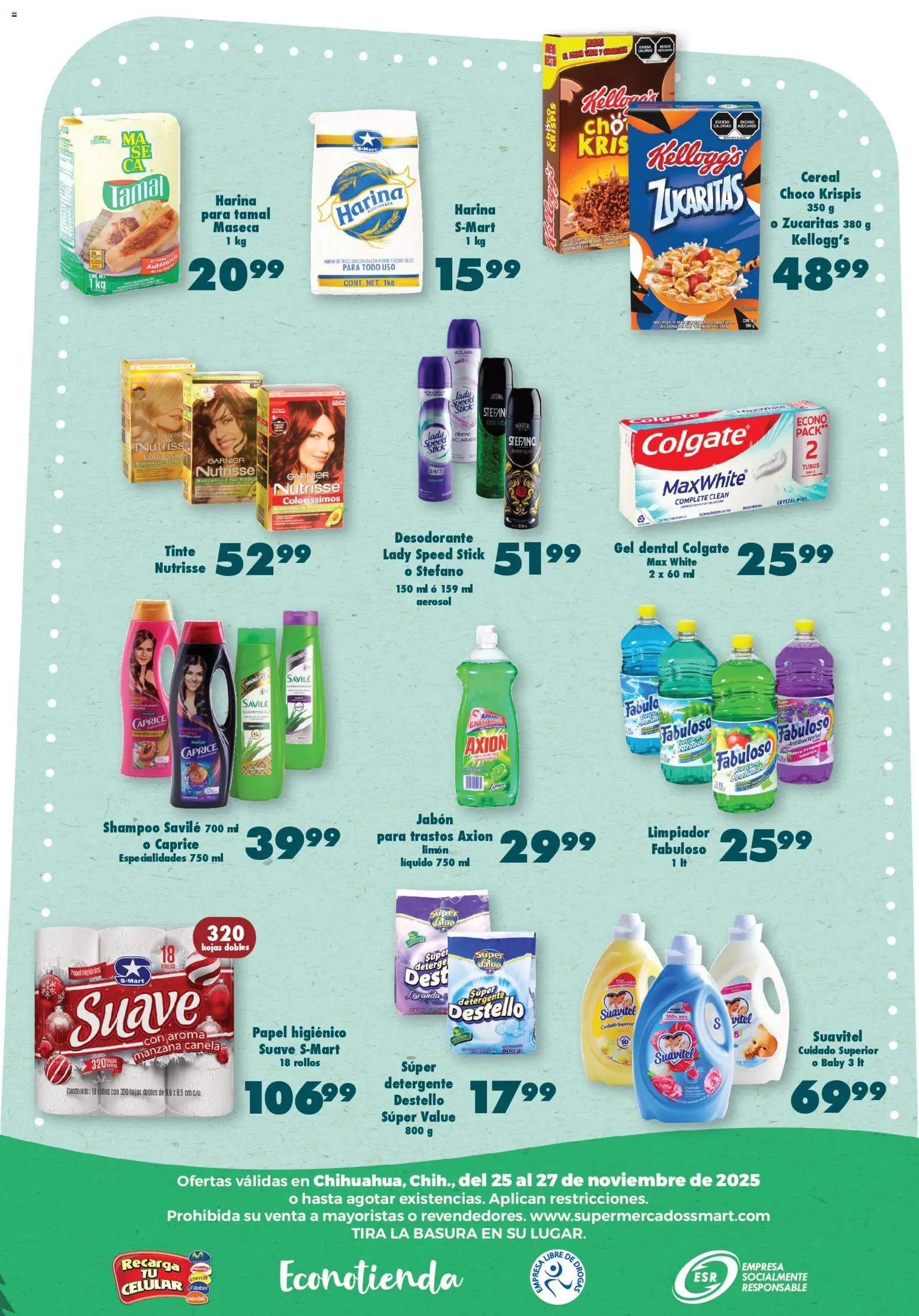 Nuevas ofertas de S-Mart válidas en toda la República Mexicana desde el 25.11.2025. ¡Encuentra las mejores ofertas en S-Mart folleto Chihuahua! | Página: 6 | Productos: Harina, Jabón líquido, Limón, Mascarilla