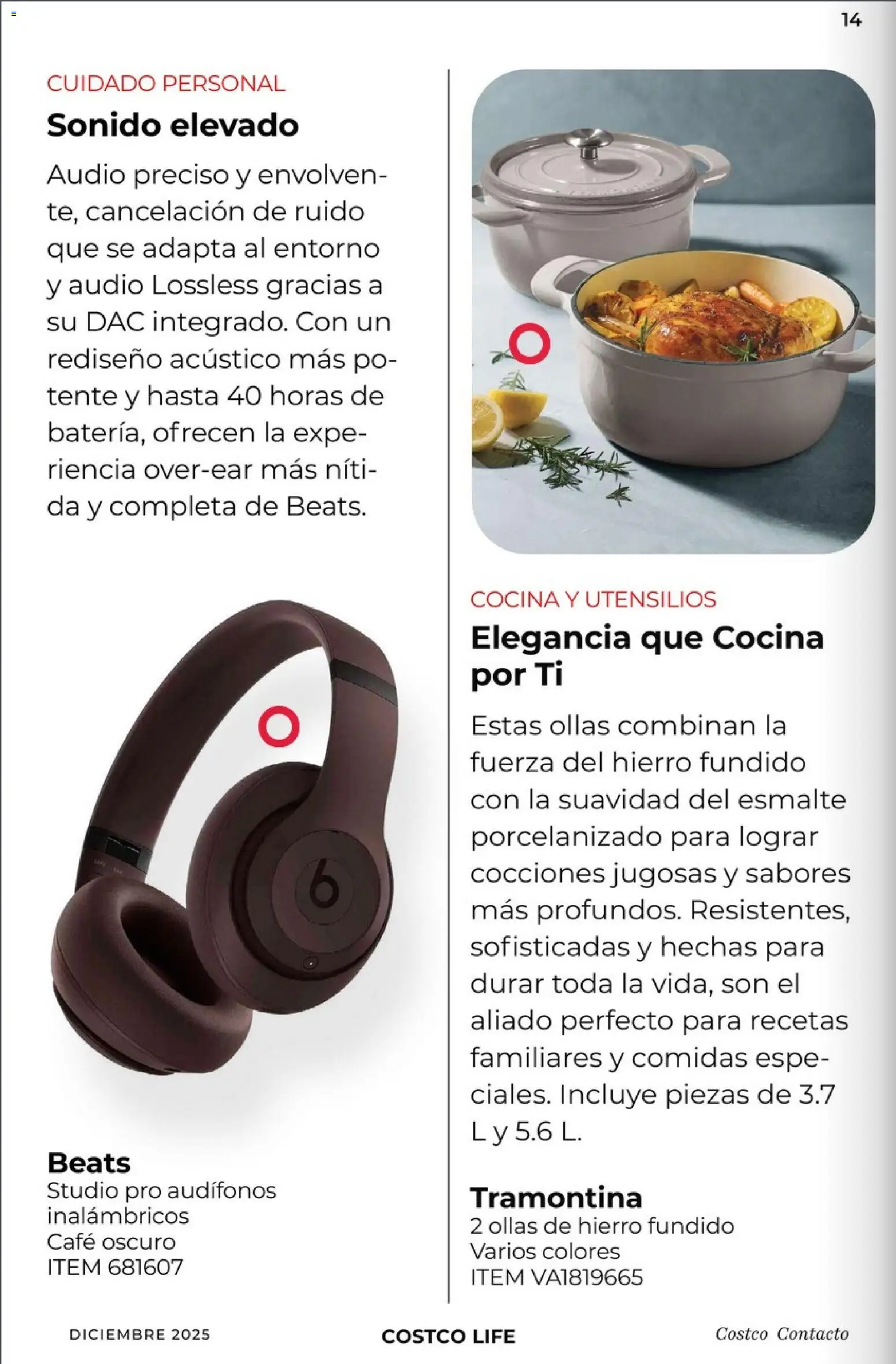 Nuevas ofertas de Costco válidas en toda la República Mexicana desde el 01.12.2025. ¡Encuentra las mejores ofertas en Costco Revista Diciembre! | Página: 14 | Productos: Café, Audio, Audífonos, Cocina