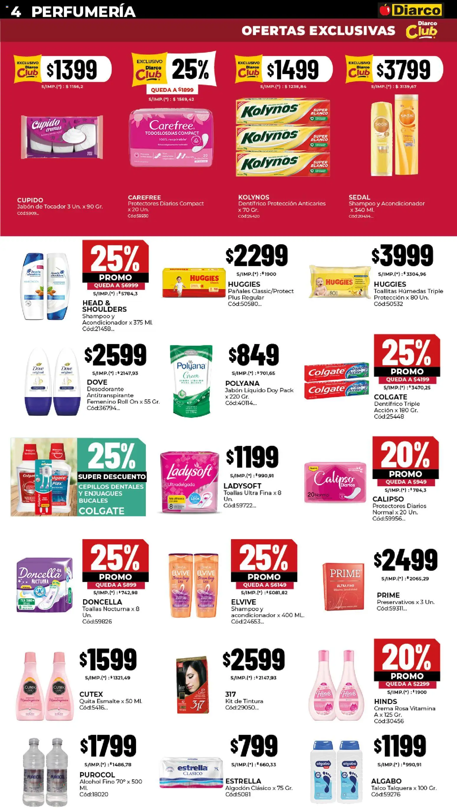 Diarco - Ofertas Pueblo Interior │ válido desde el 27.10.2025 | Página: 4 | Productos: Algodón, Acondicionador, Pañales, Crema