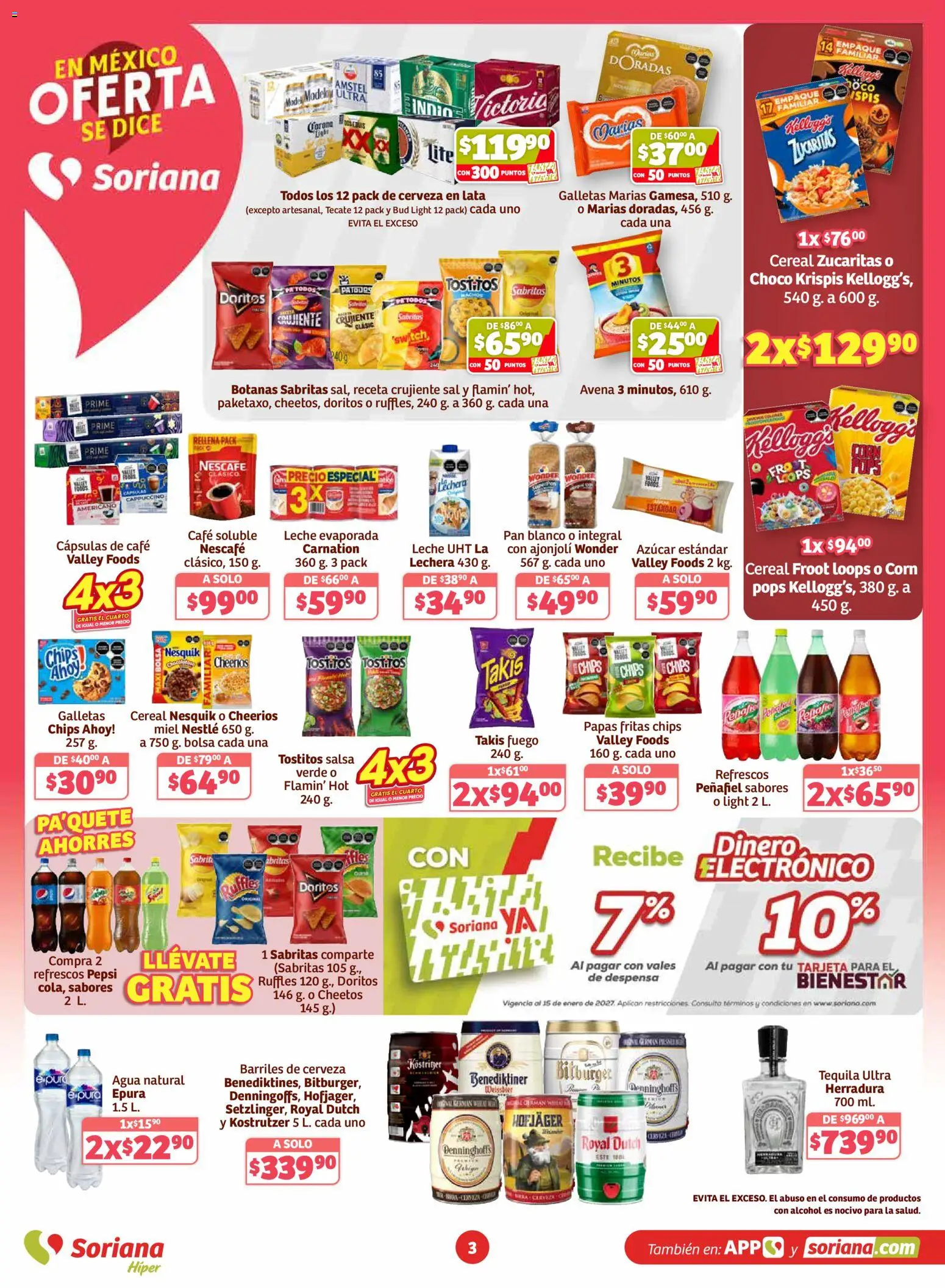 Nuevas ofertas de Soriana válidas en toda la República Mexicana desde el 12.03.2026. ¡Encuentra las mejores ofertas en Soriana  Folleto Soriana Híper Nacional! | Página: 3 | Productos: Azúcar, Sal, Papas fritas, Despensa