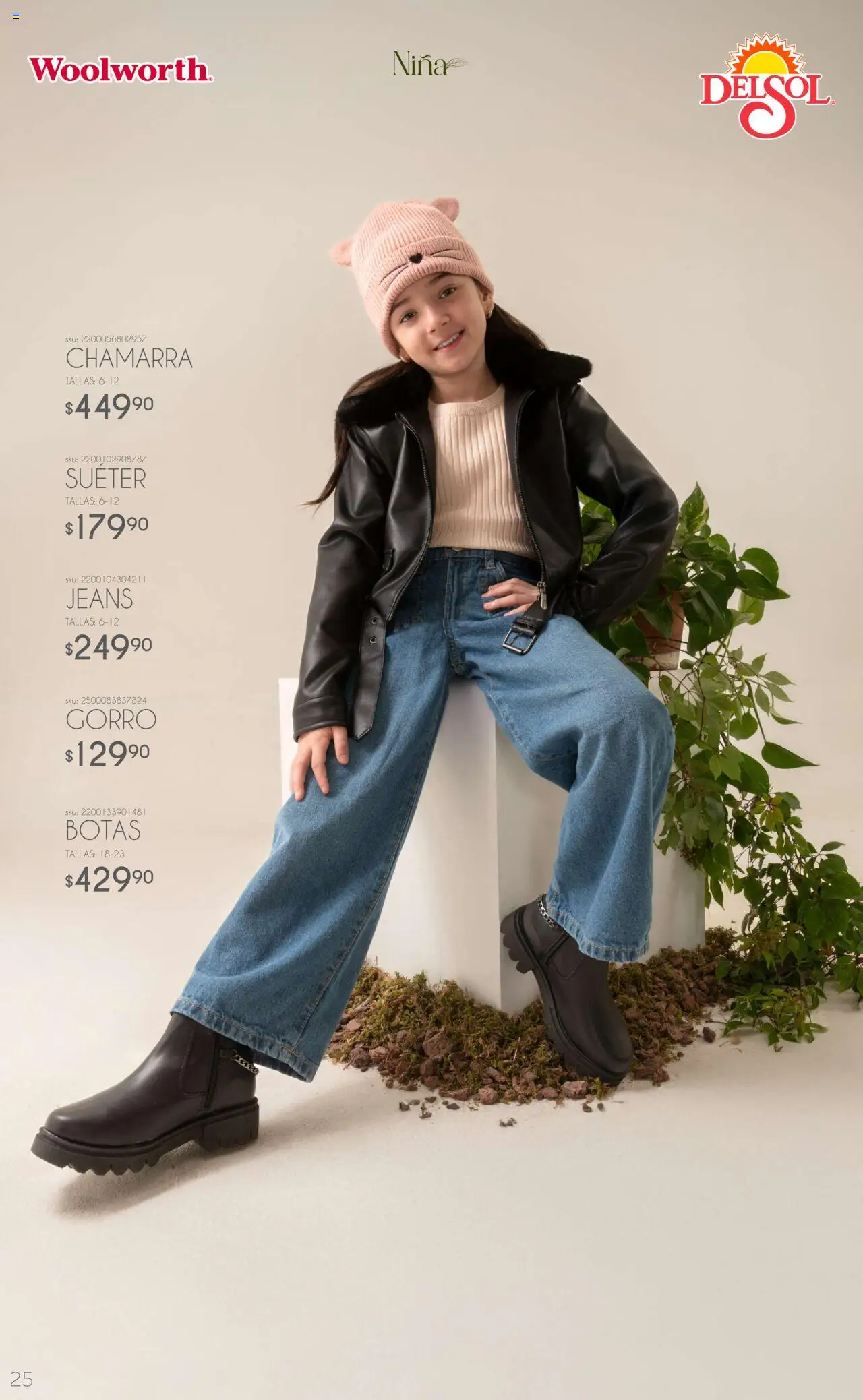Nuevas ofertas de Del Sol y Woolworth válidas en toda la República Mexicana desde el 06.10.2025. ¡Encuentra las mejores ofertas en Del Sol y Woolworth - Catálogo Luce El Otoño! | Página: 25 | Productos: Suéter, Botas, Chamarra