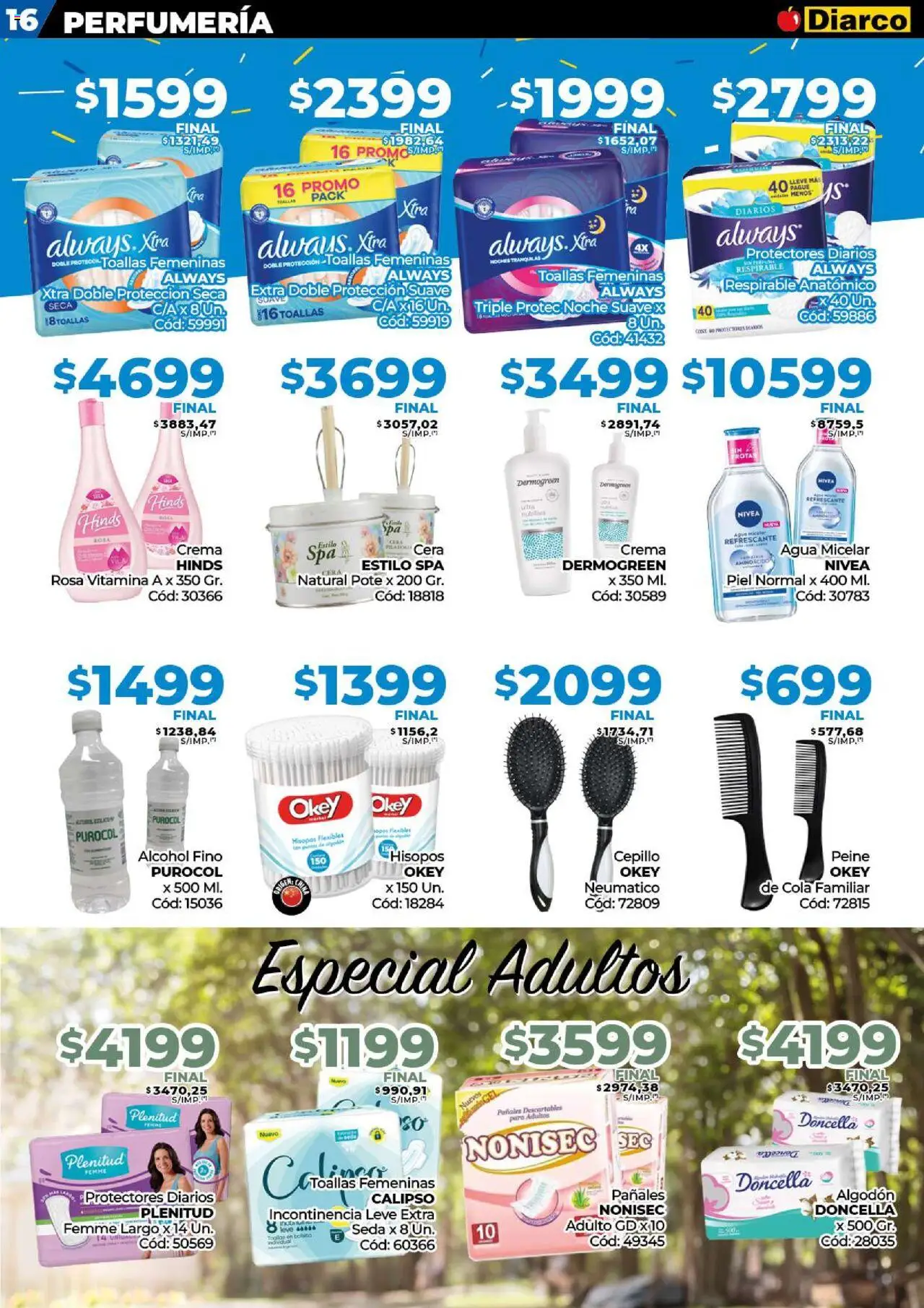 Diarco ofertas │ válido desde el 08.09.2025 | Página: 16 | Productos: Peine, Cera, Protectores diarios, Crema