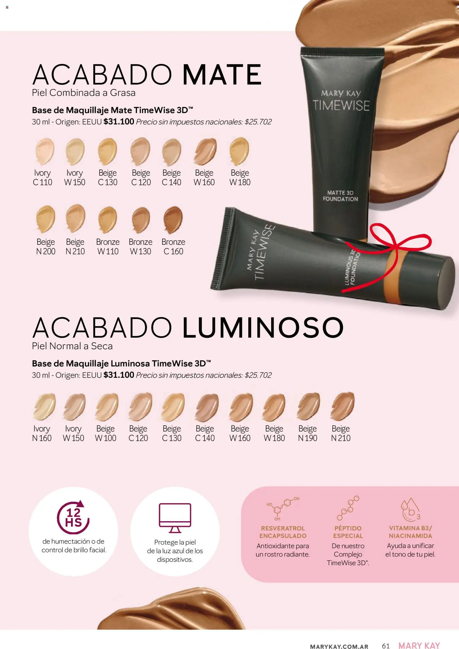 Mary Kay catálogo │ válido desde el 03.12.2025 | Página: 61 | Productos: Mate, Base de maquillaje, Maquillaje, Brillo