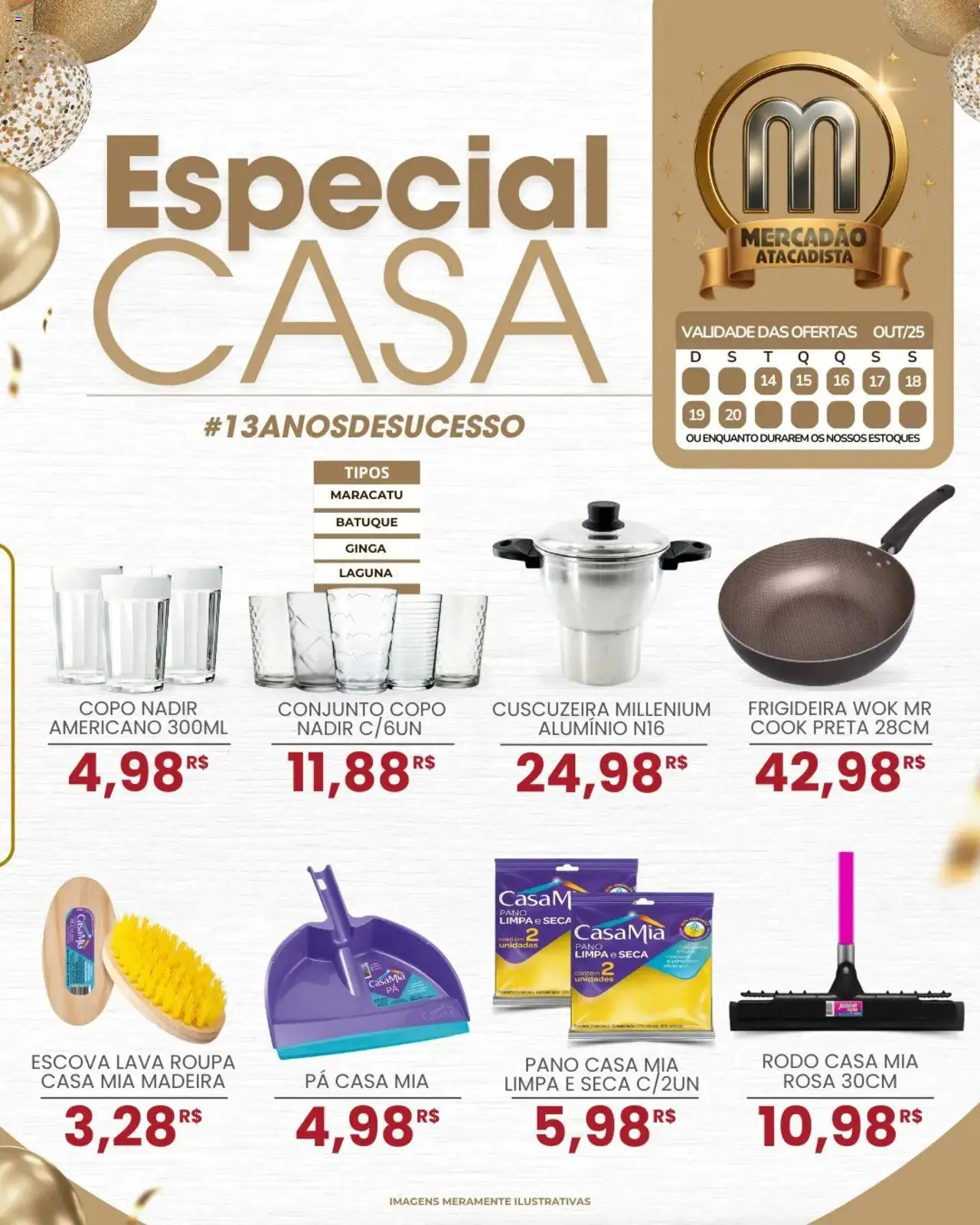 Mercadão Atacadista Folheto - válido de 14.10.2025 | Página: 1 | Produtos: Frigideira, Escova, Pá, Rodo