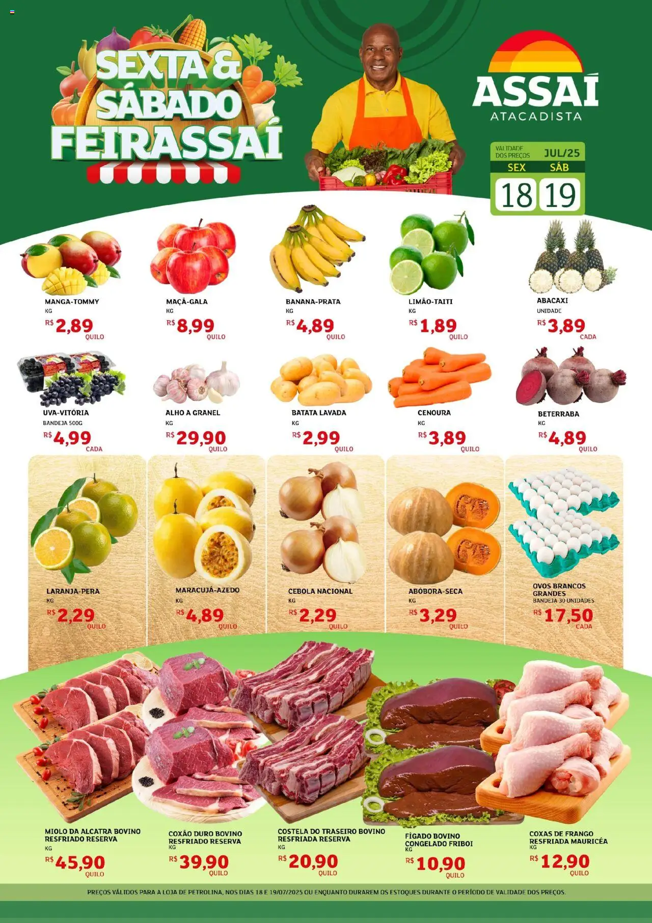 Assaí Atacadista Folheto - válido de 18.07.2025 | Página: 1 | Produtos: Alho, Alcatra, Ovos, Batata