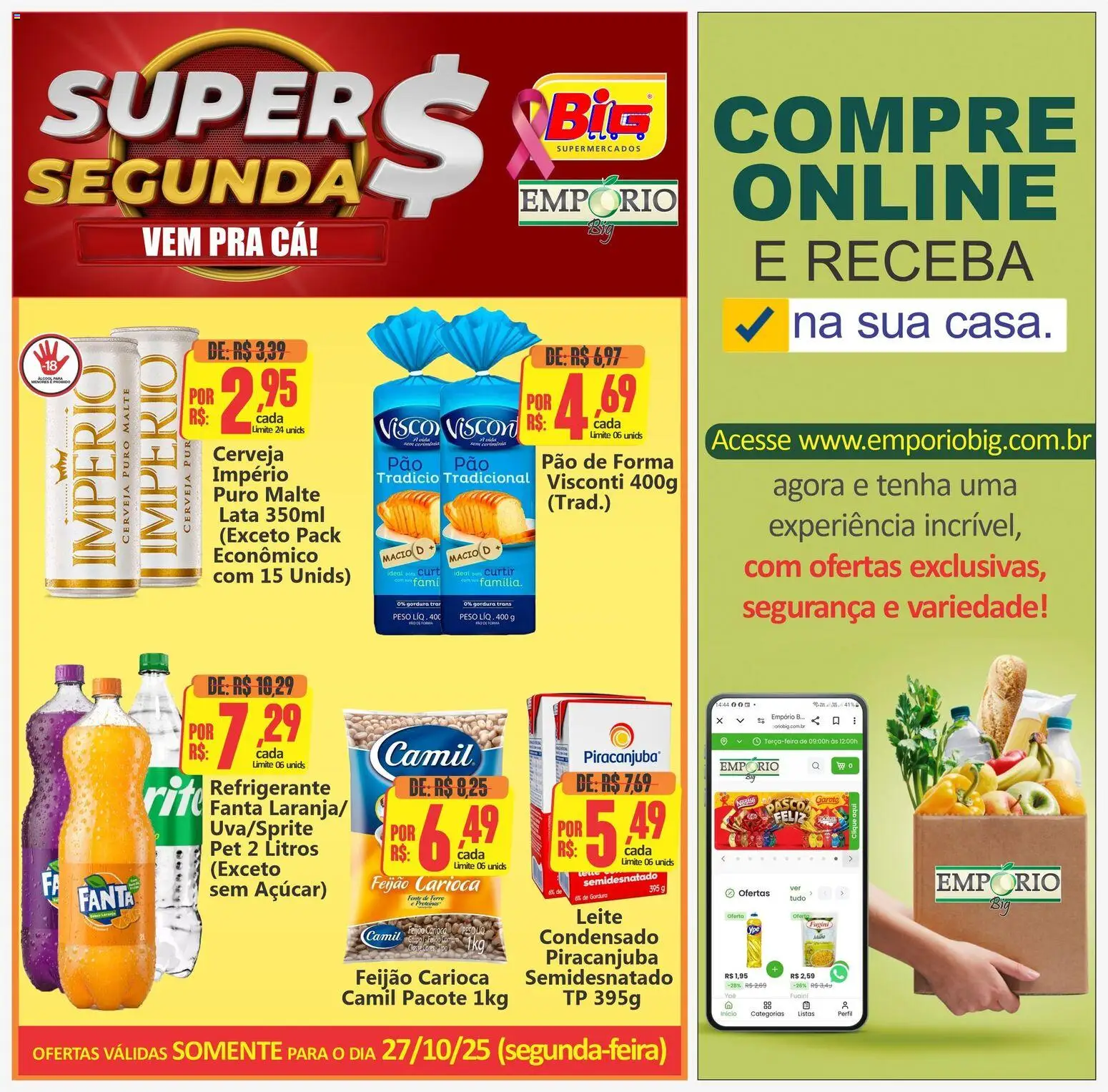 Big Supermercados Folheto - válido de 27.10.2025 | Página: 1 | Produtos: Feijão, Leite, Açúcar, Refrigerante