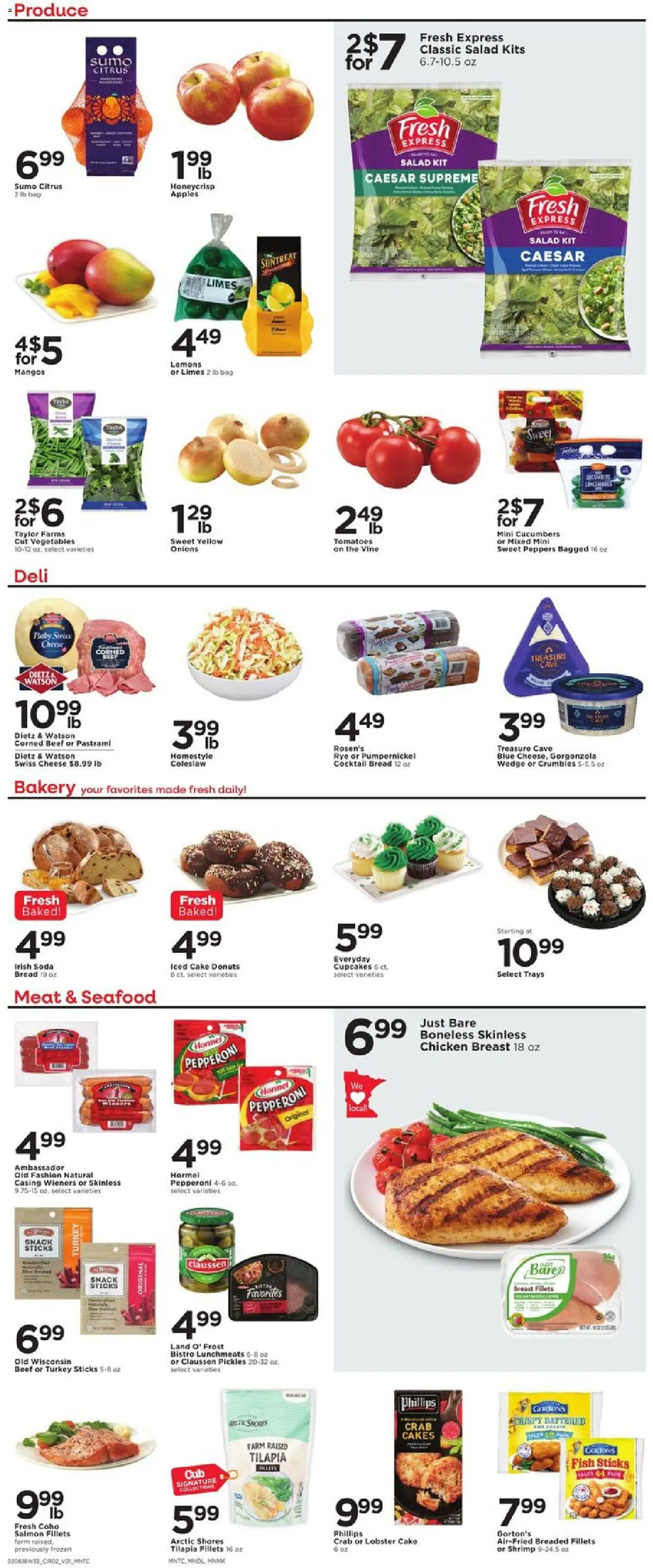 Cub Foods Weekly Savings - MN - valid from 08.03.2026 | Page: 4 | Products: Bakery, Tomatoes, Fish, Bag