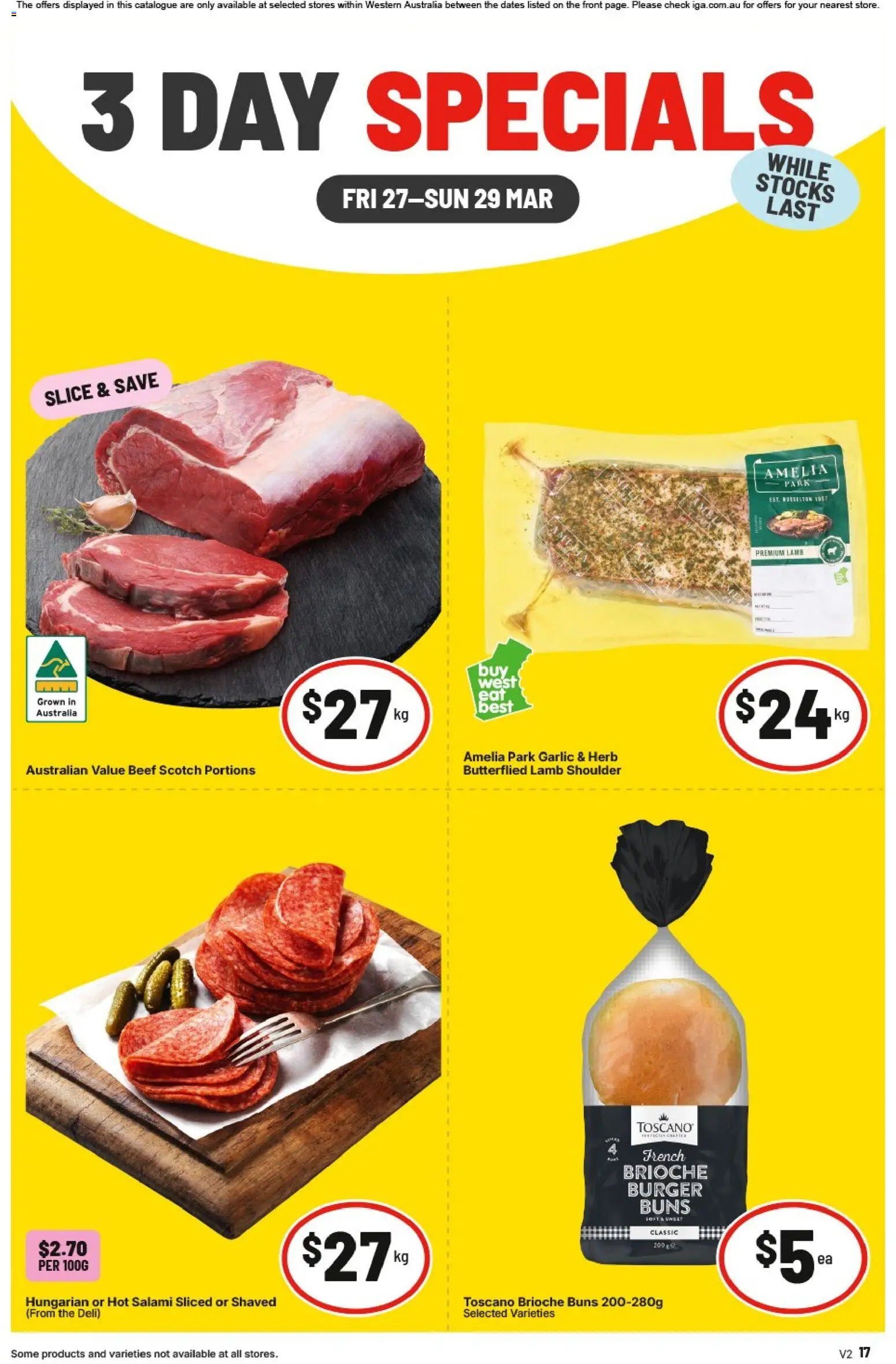 IGA catalogue - valid from 27.03.2026 | Page: 1 | Products: Salami, Lamb, Scotch, Garlic