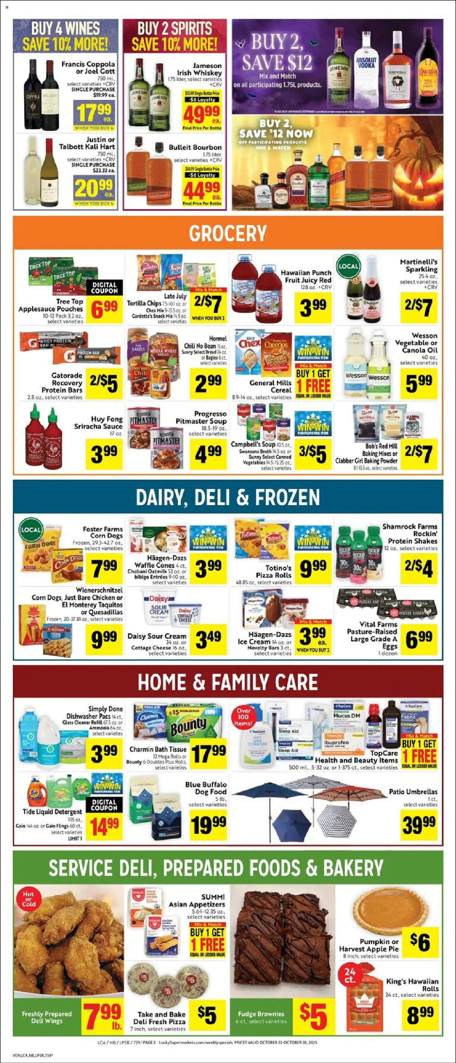 Lucky Supermarkets Weekly Ad - valid from 22.10.2025 | Page: 2 | Products: Cheese, Chips, Ice cream, Dishwasher