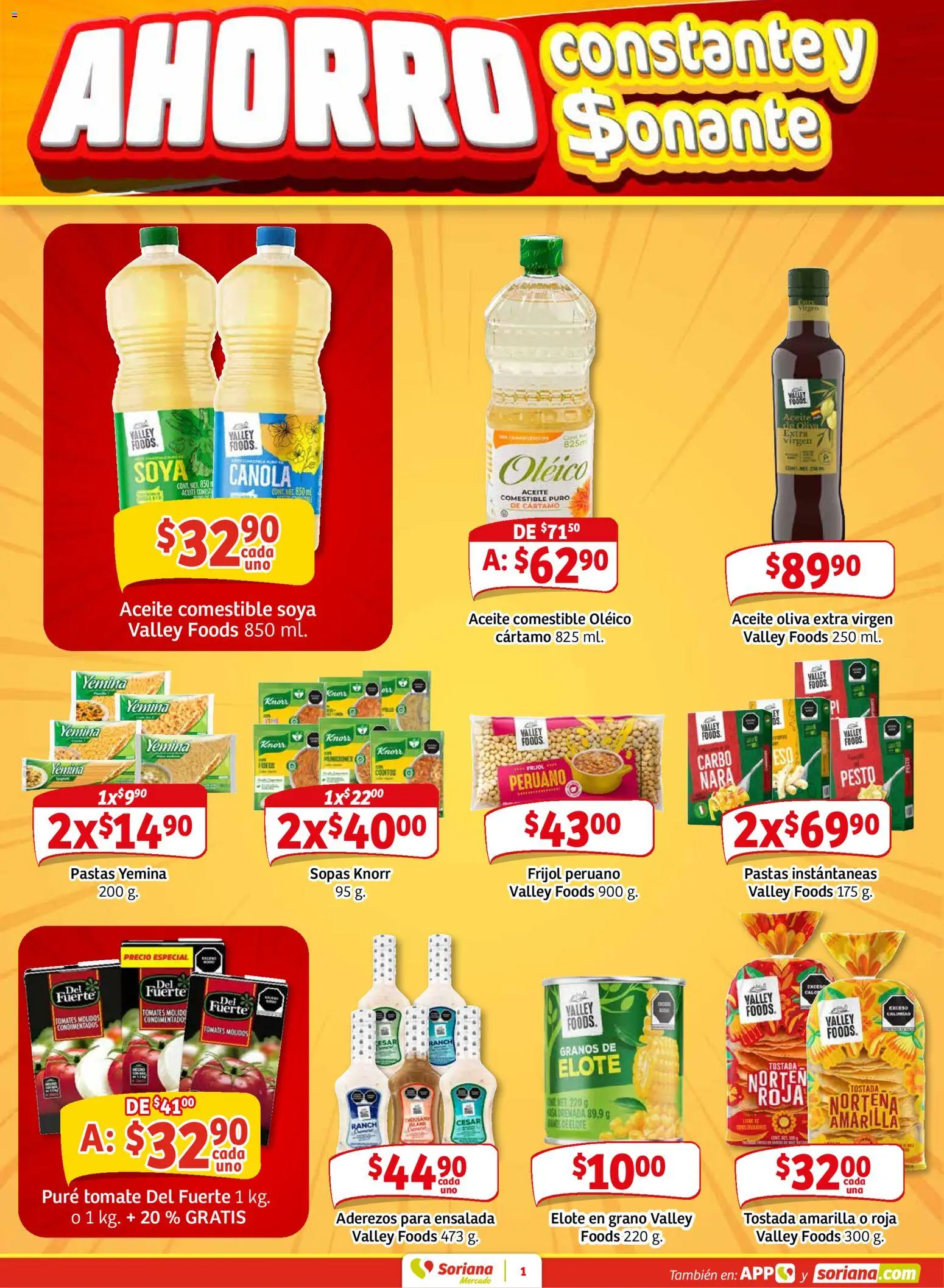 Nuevas ofertas de Soriana válidas en toda la República Mexicana desde el 02.01.2026. ¡Encuentra las mejores ofertas en Soriana - Pesito Valedor Mercado: Camp, Chia, Oax, Q. Roo, Tab, Yuc! | Página: 9 | Productos: Tomate, Aceite, Fideos, Ensalada