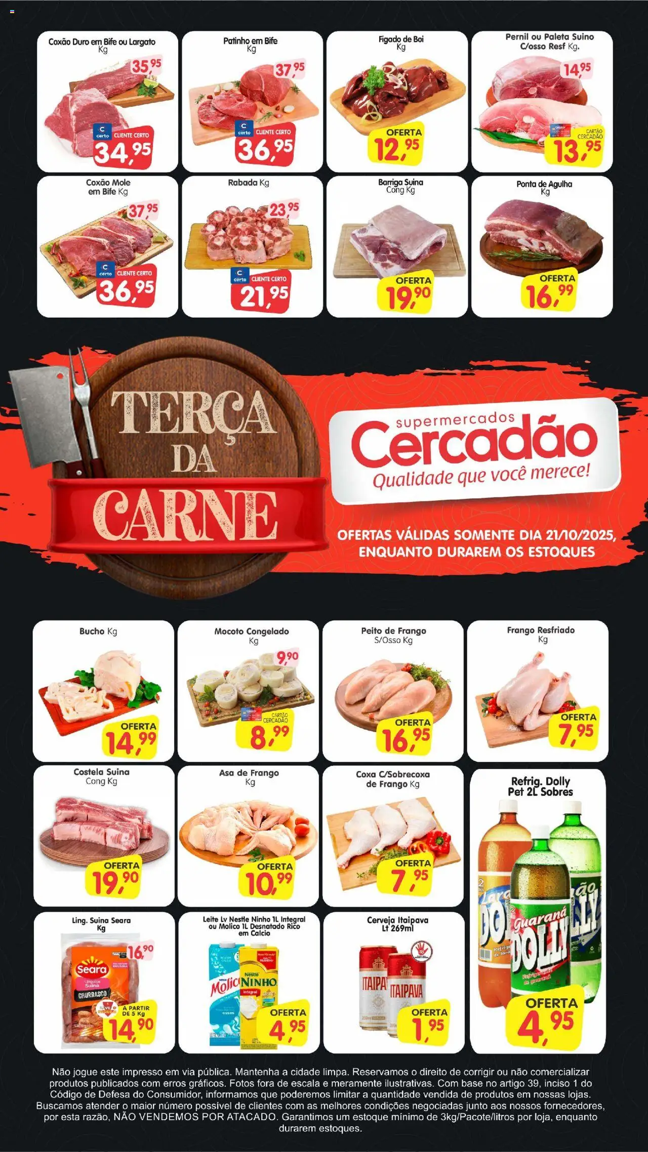 Cercadão Folheto - válido de 21.10.2025 | Página: 1 | Produtos: Pernil, Cerveja, Base, Cálcio
