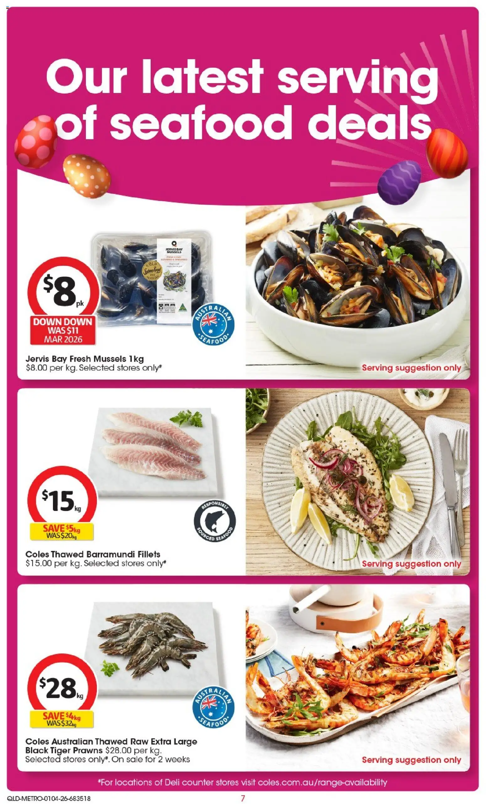Coles catalogue - valid from 01.04.2026 | Page: 7 | Products: Prawns, Seafood