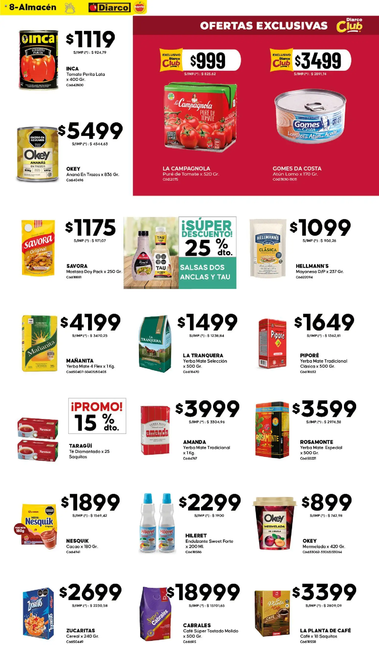 Diarco - OFERTAS DIARCO BARRIO │ válido desde el 09.03.2026 | Página: 8 | Productos: Yerba, Mayonesa, Mostaza, Café